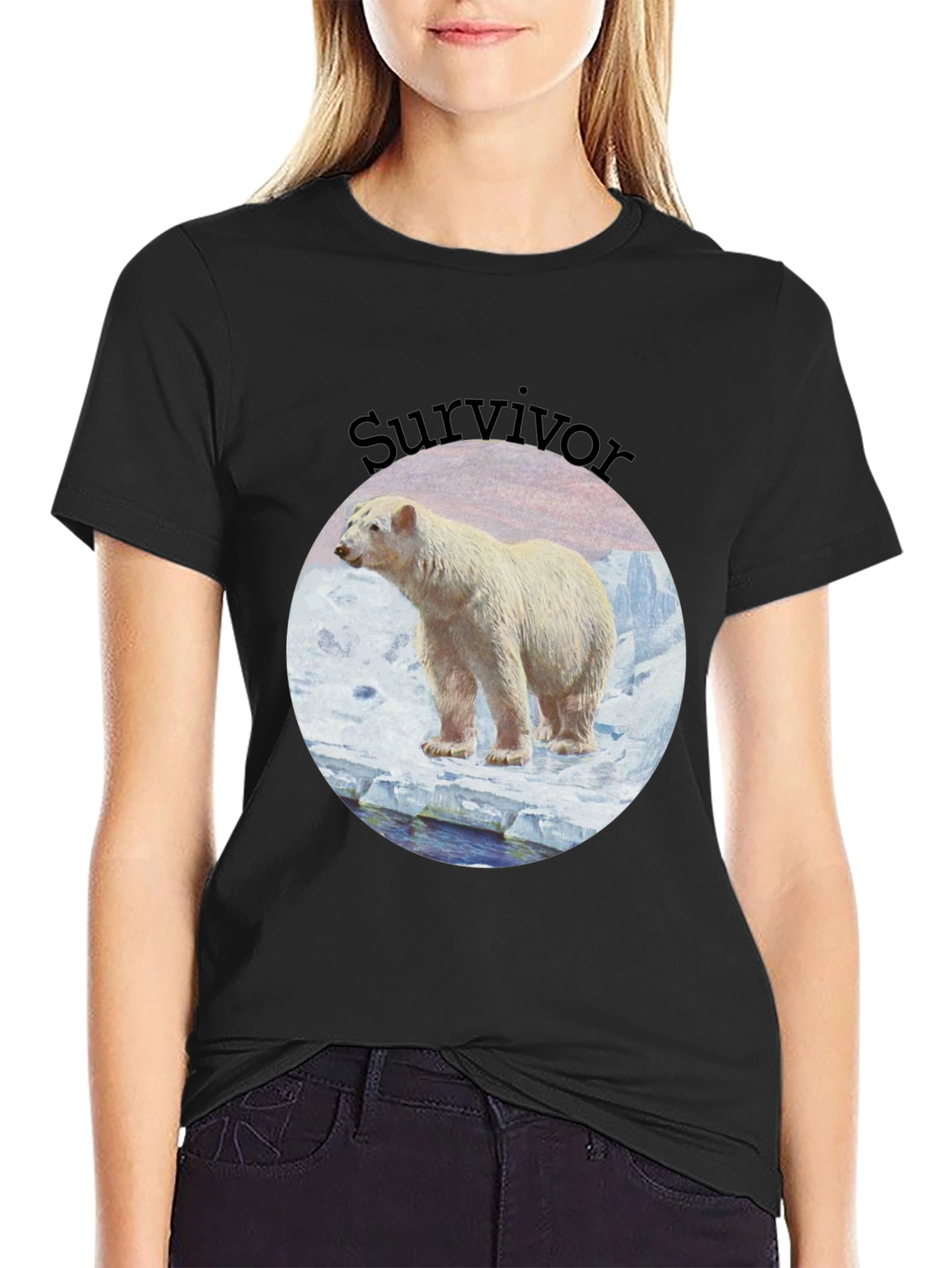 Black Polar Bear Survivor Black T-Shirt view 2