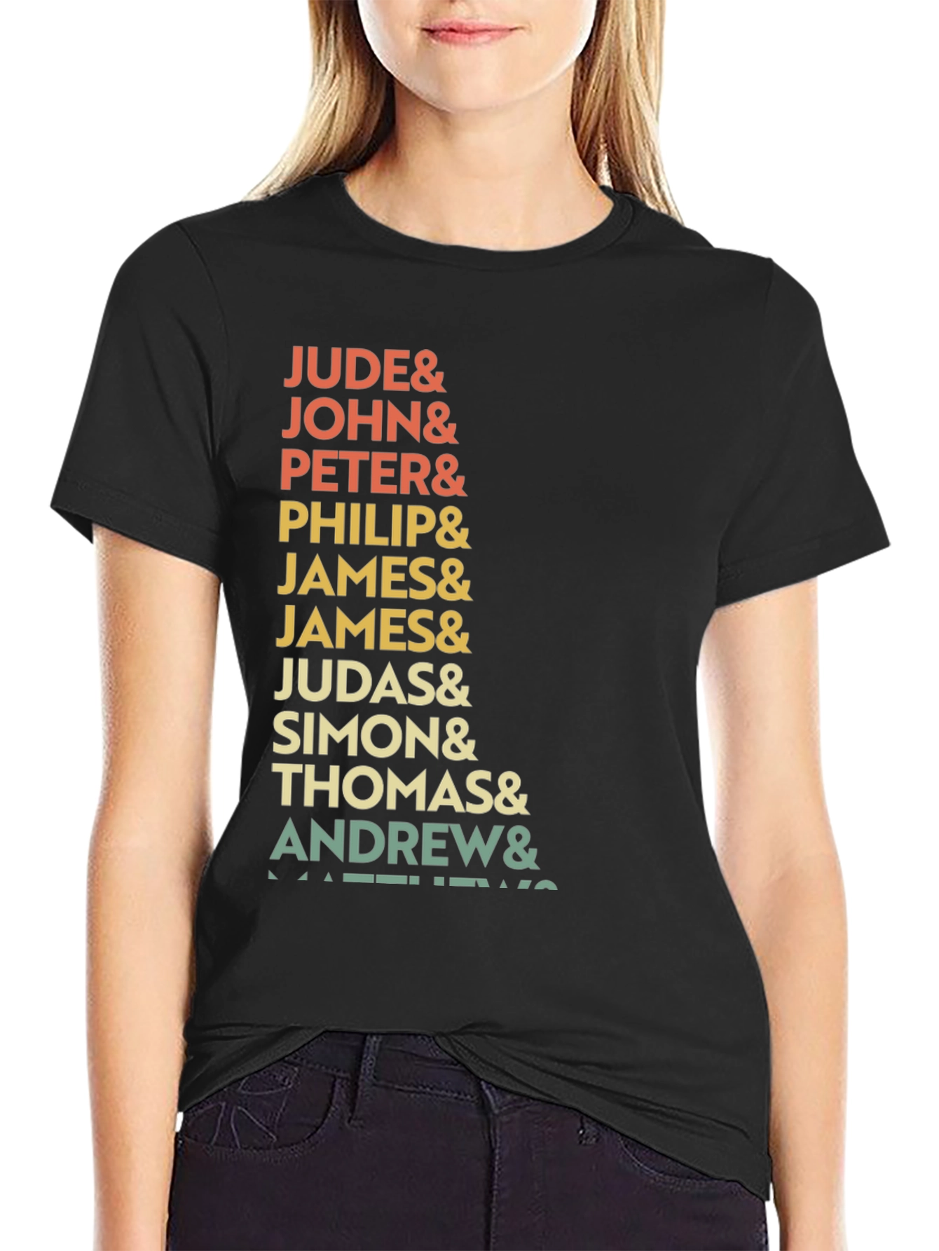 Black Retro Twelve Apostles T-Shirt - Jude, John, Peter view 2