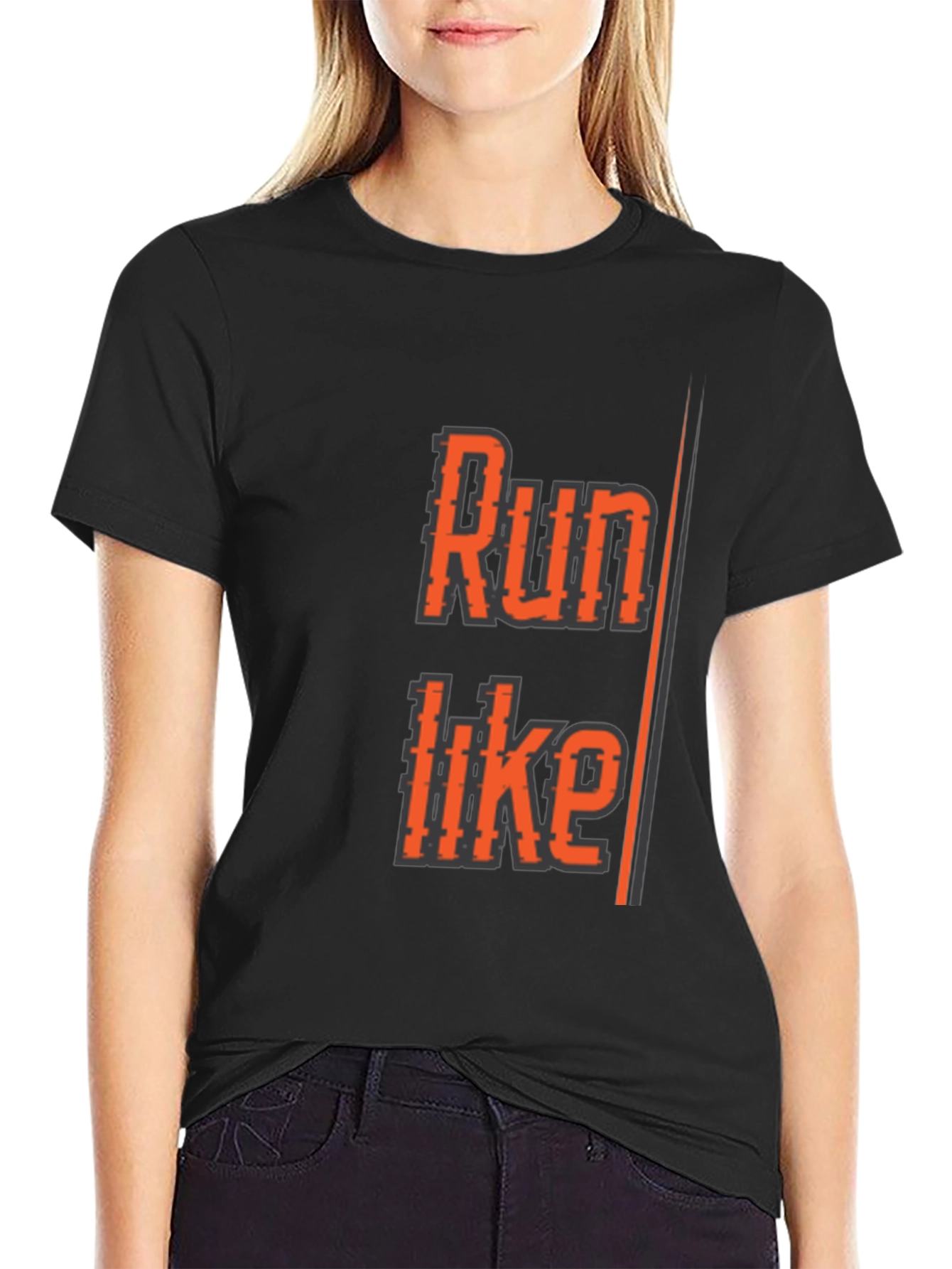 Black Run Like T-Shirt - Black Athletic Graphic Tee view 2
