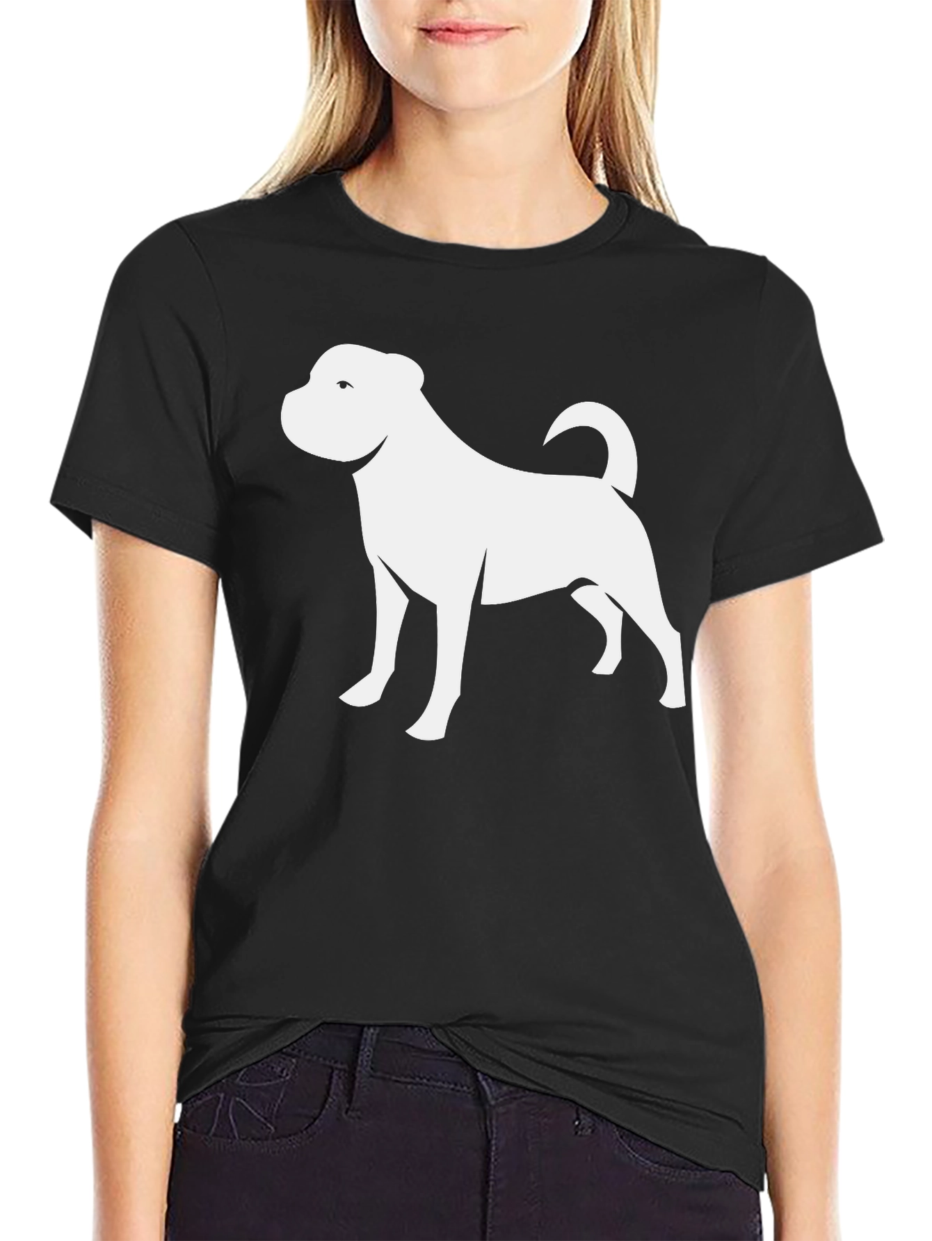 Black Dog Silhouette Graphic Tee - Black Unisex T-Shirt view 2
