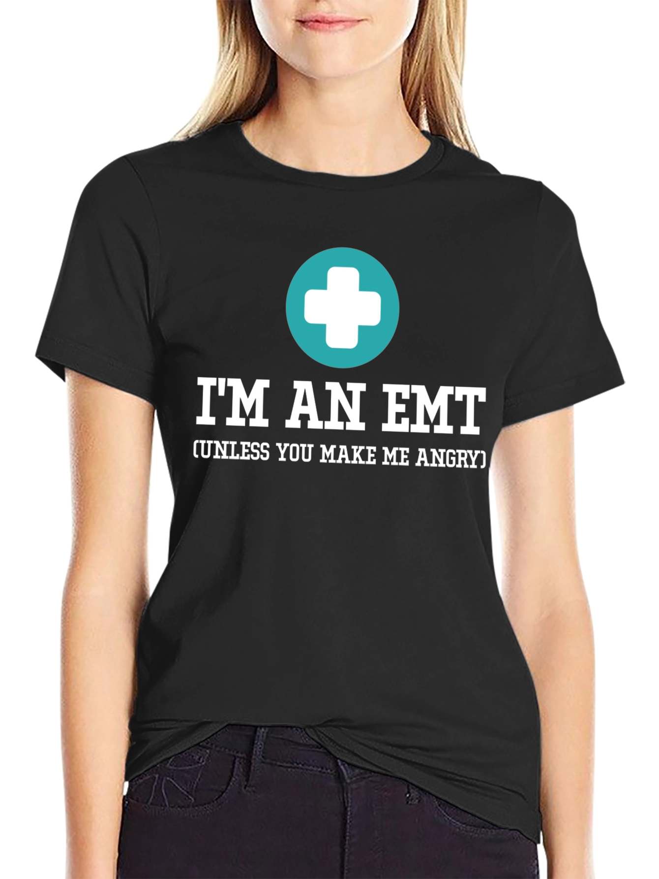 Black I'm An EMT Funny T-Shirt view 2