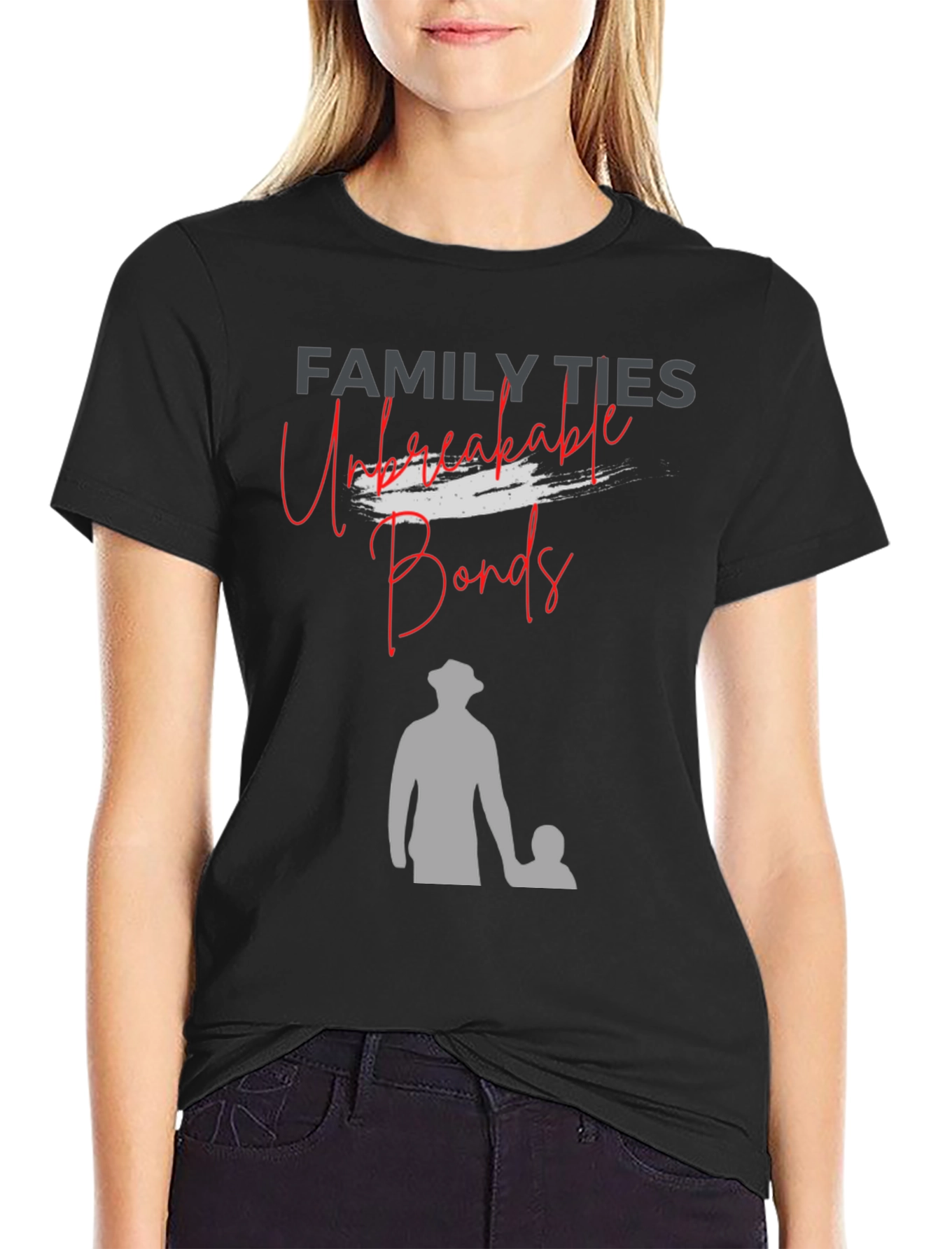 Black Family Ties T-Shirt: Unbreakable Bonds, Father & Child Design view 2