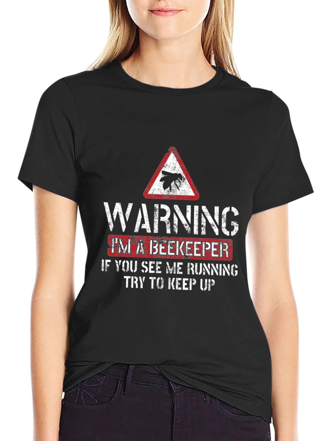 Black Warning Beekeeper T-Shirt view 2