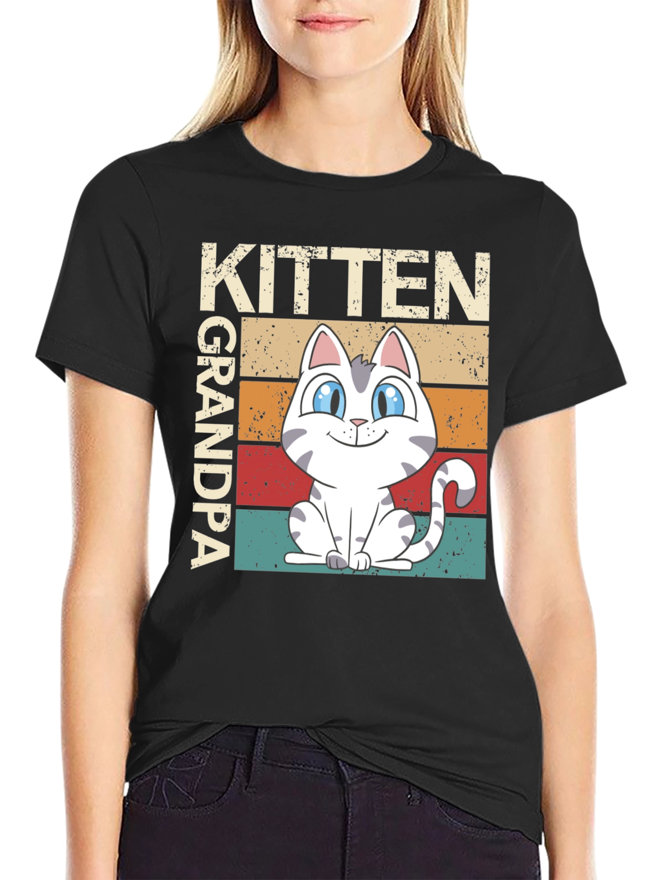 Black Kitten Grandpa Graphic Tee view 2