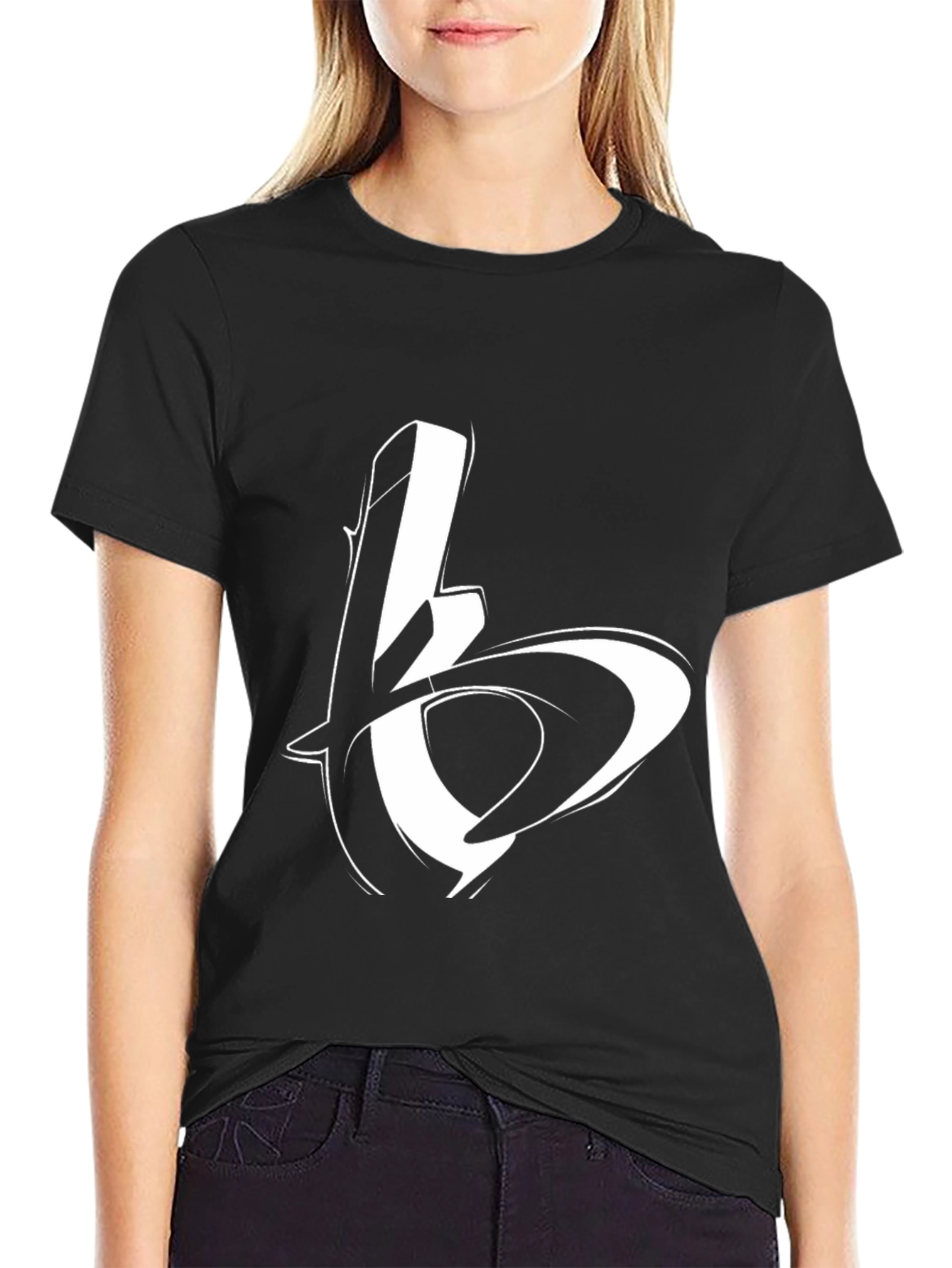 Black Bold Graphic Tee - Stylish Black Cotton Blend view 2