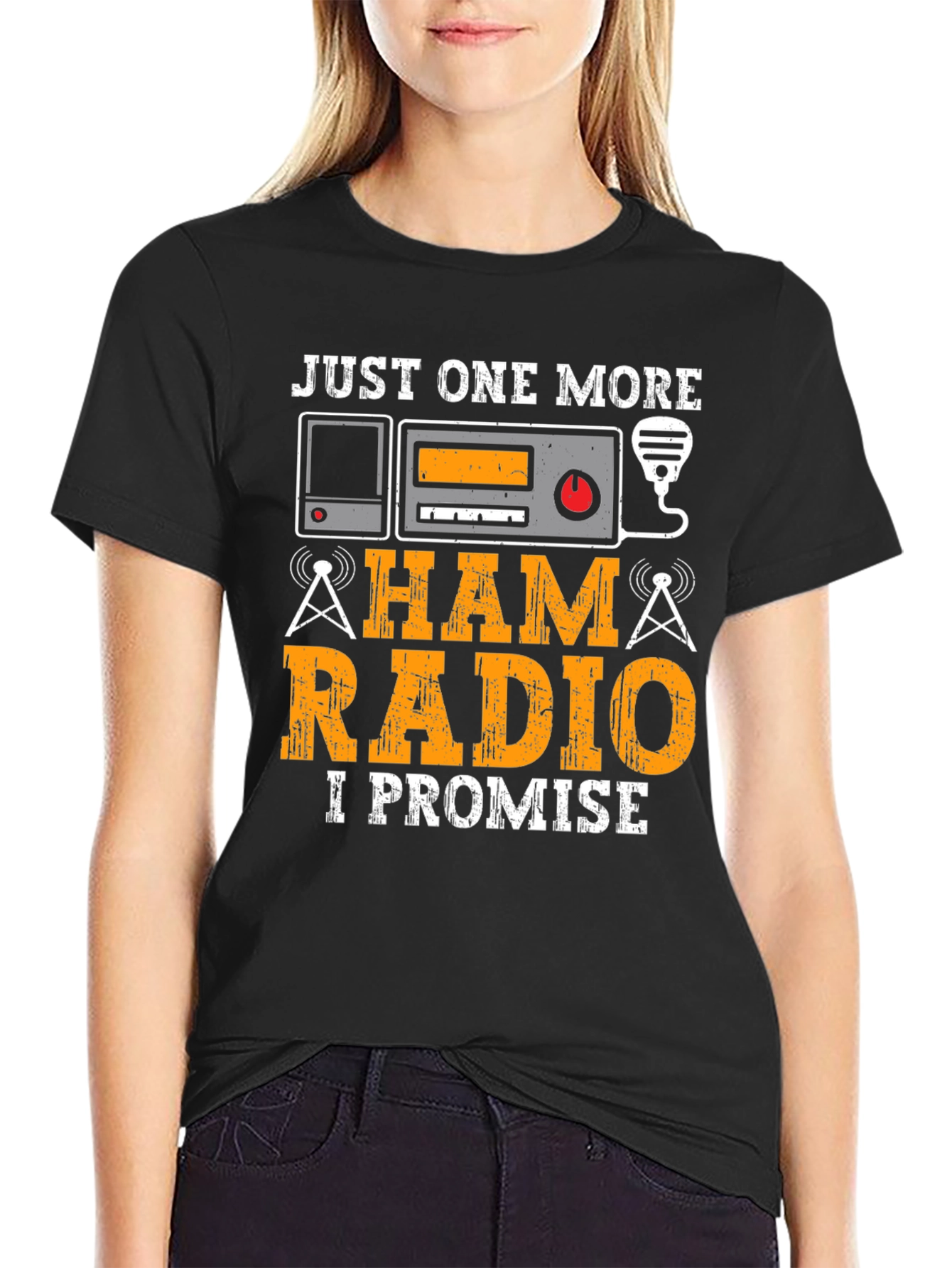 Black Ham Radio Operator T-Shirt - Just One More, I Promise! view 2