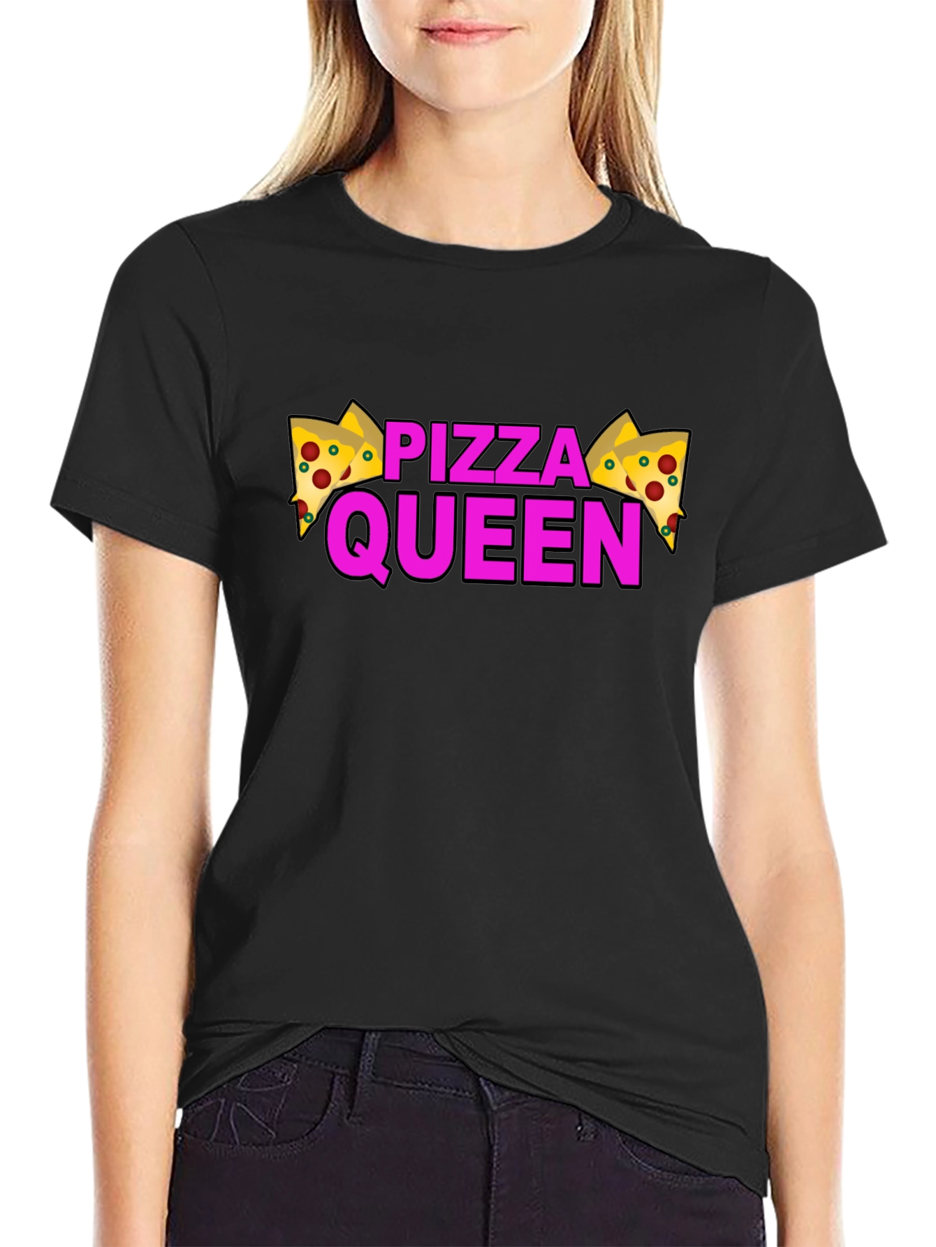Black Pizza Queen Graphic T-Shirt - Black view 2