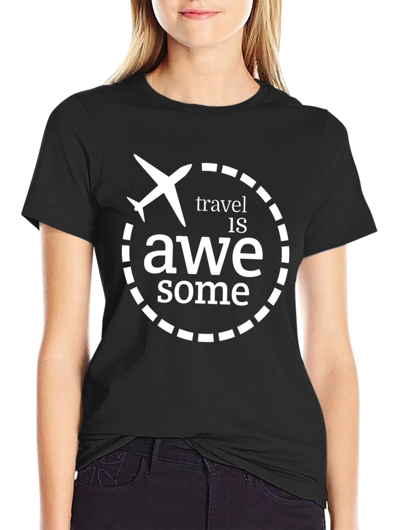 Black Travel Is Awesome Graphic T-Shirt - Black view 2
