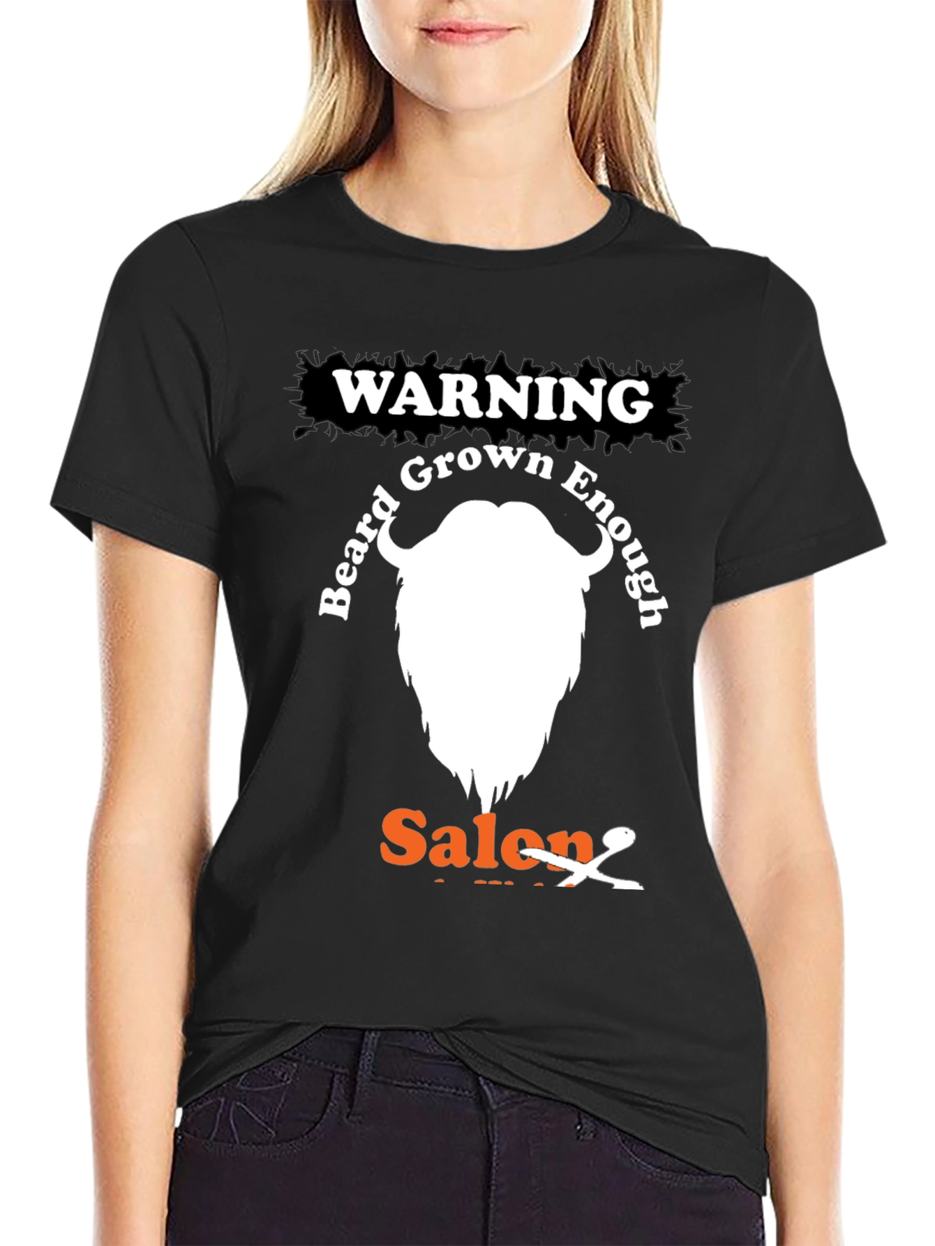 Black Warning Beard Grown Enough Salon T-Shirt view 2