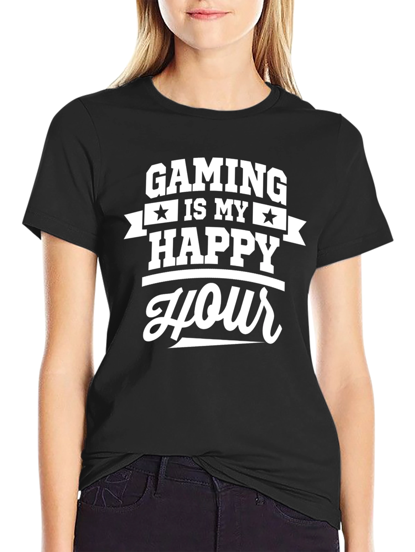 Black Gaming is My Happy Hour Black T-Shirt view 2