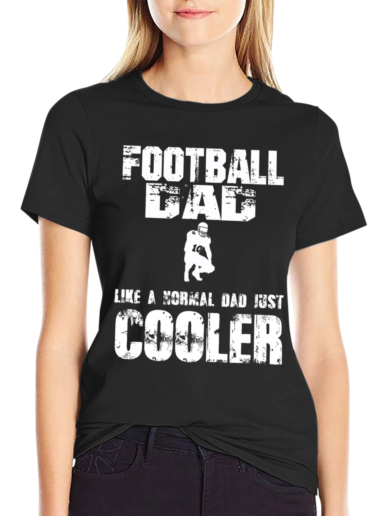 Black Football Dad T-Shirt - Cooler Than Normal view 2