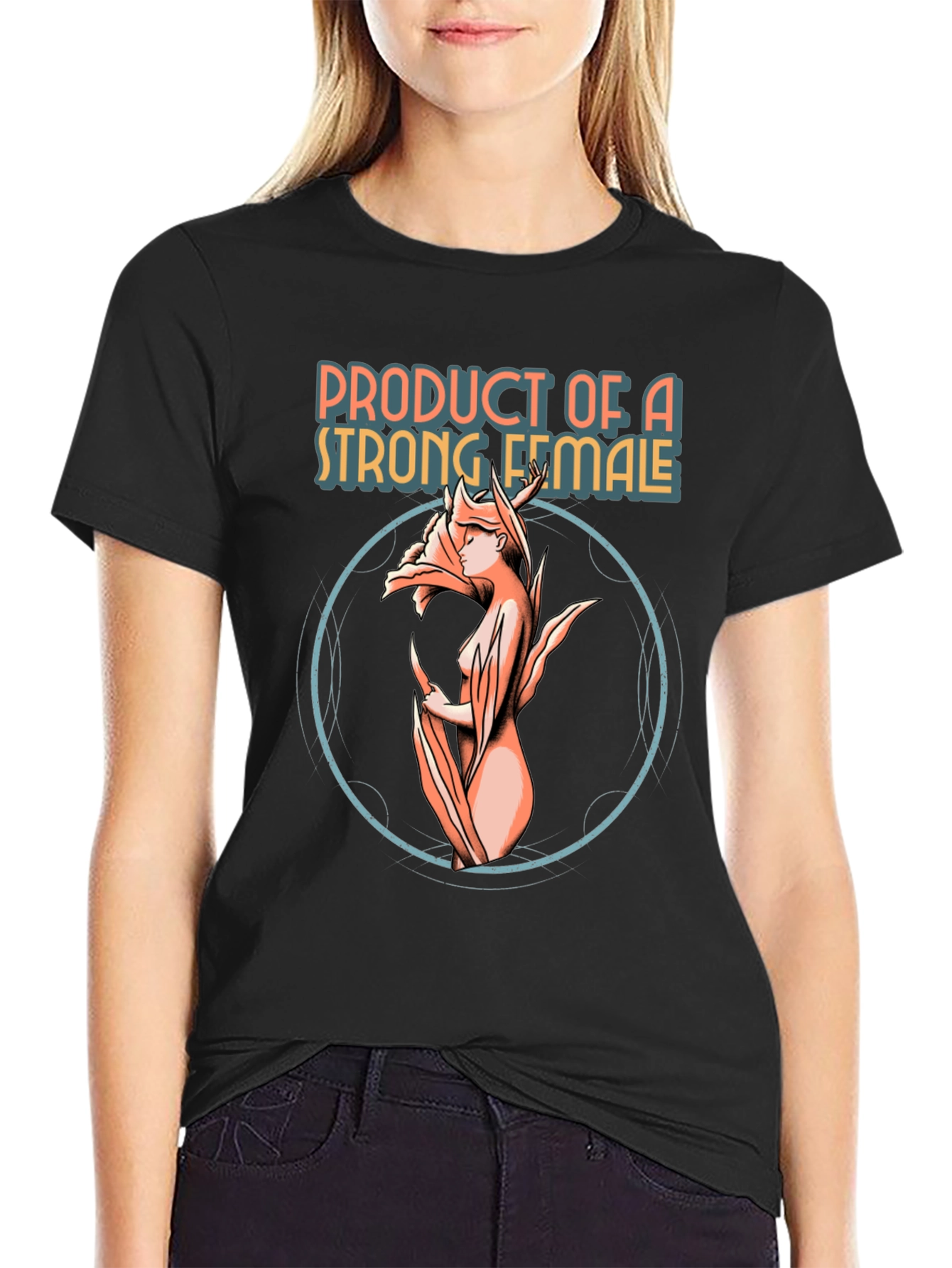 Black Strong Female Graphic Tee - Unique Design view 2