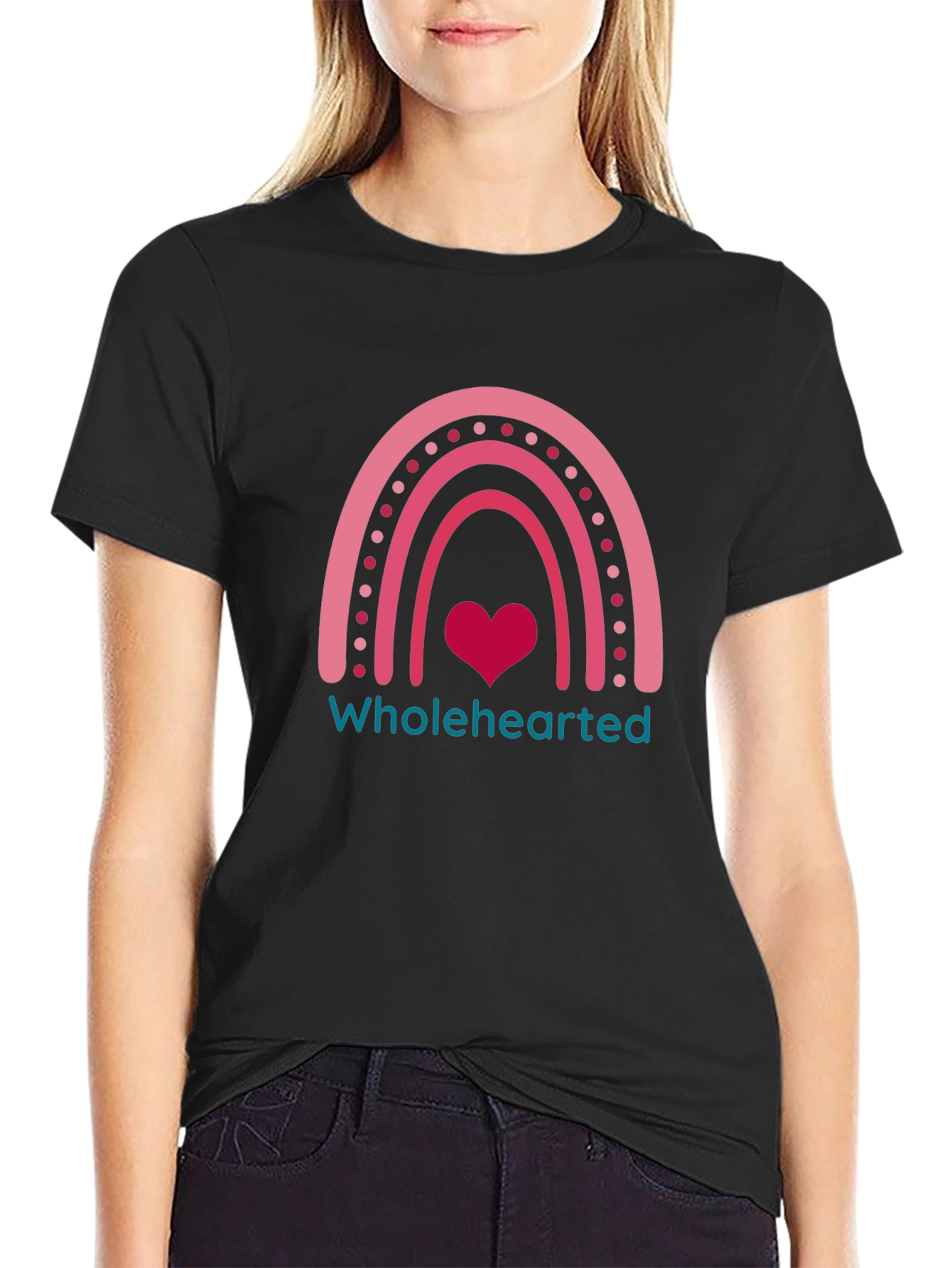 Black Heart Rainbow Tee - Wholehearted Graphic T-Shirt view 2