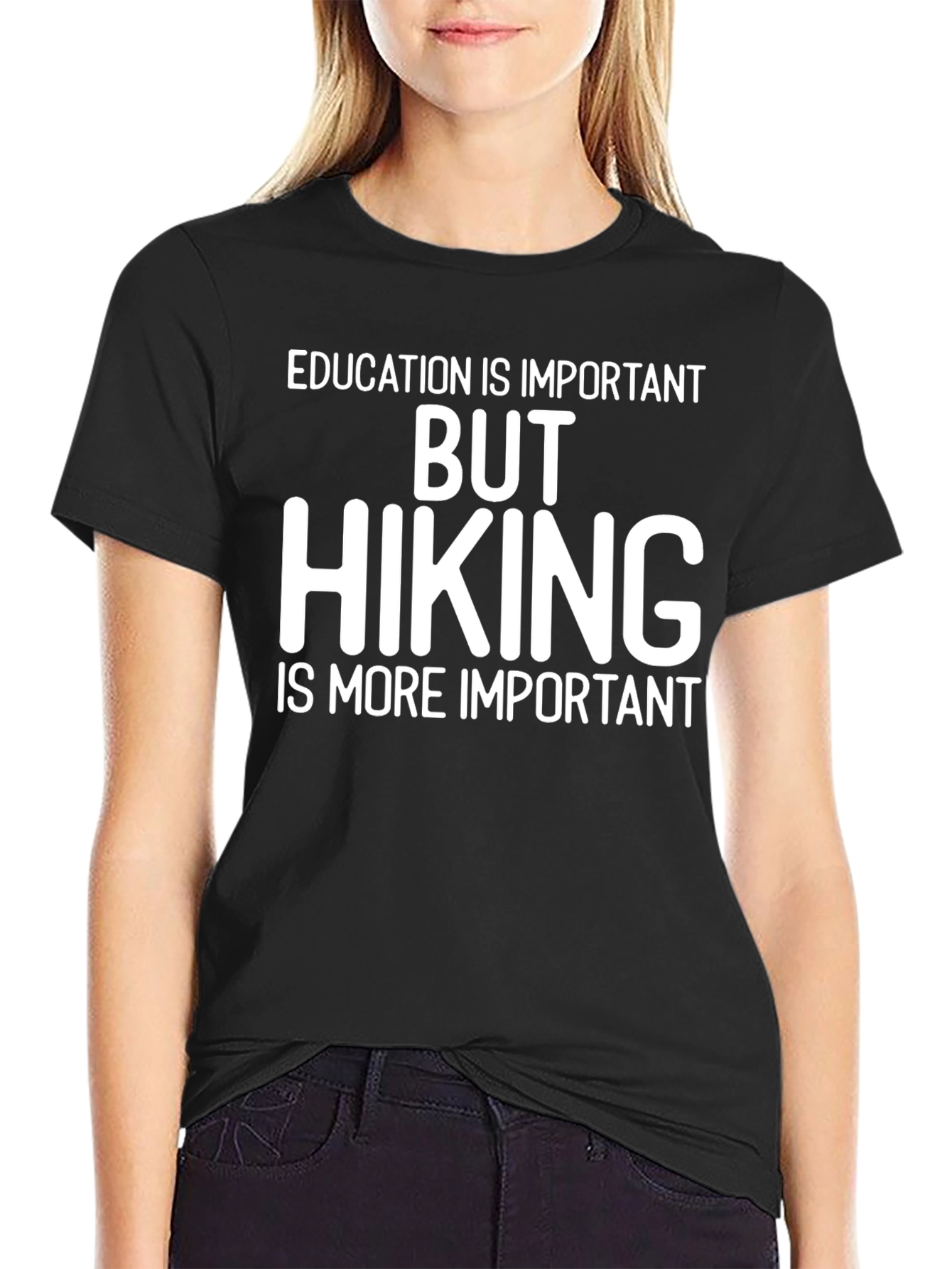 Black Hiking is More Important Graphic T-Shirt view 2
