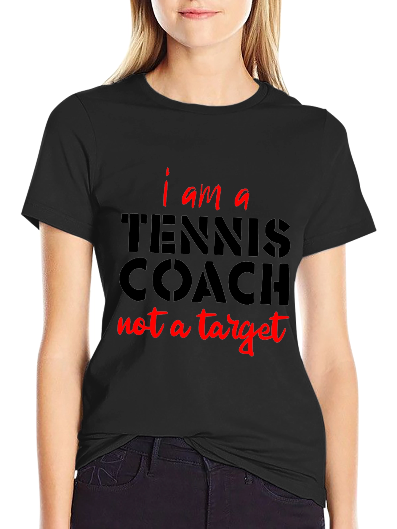 Black Tennis Coach Graphic Tee - I am a Tennis Coach, Not a Target view 2