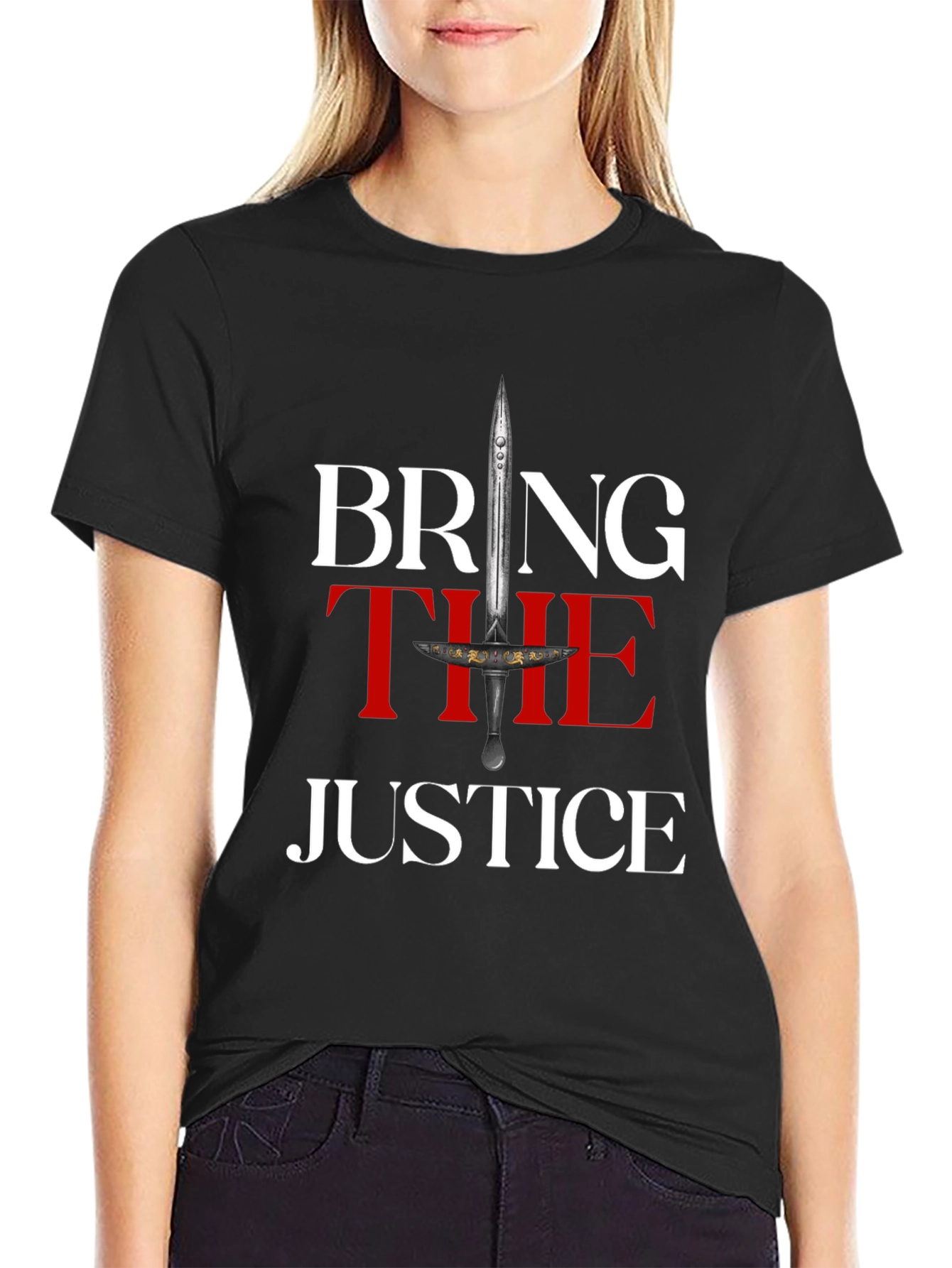 Black Bring The Justice Graphic T-Shirt view 2