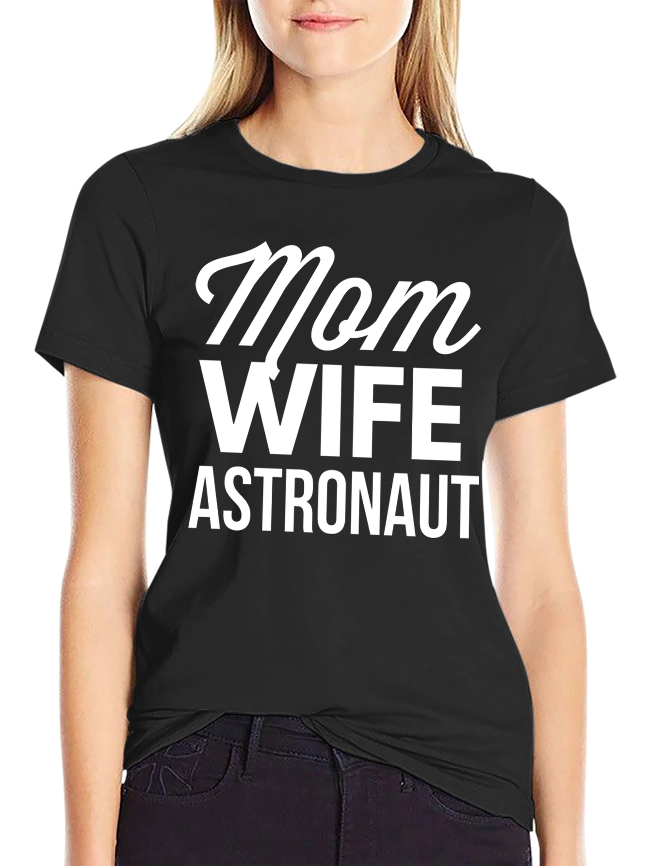 Black Mom Wife Astronaut T-Shirt - Unique Graphic Tee view 2