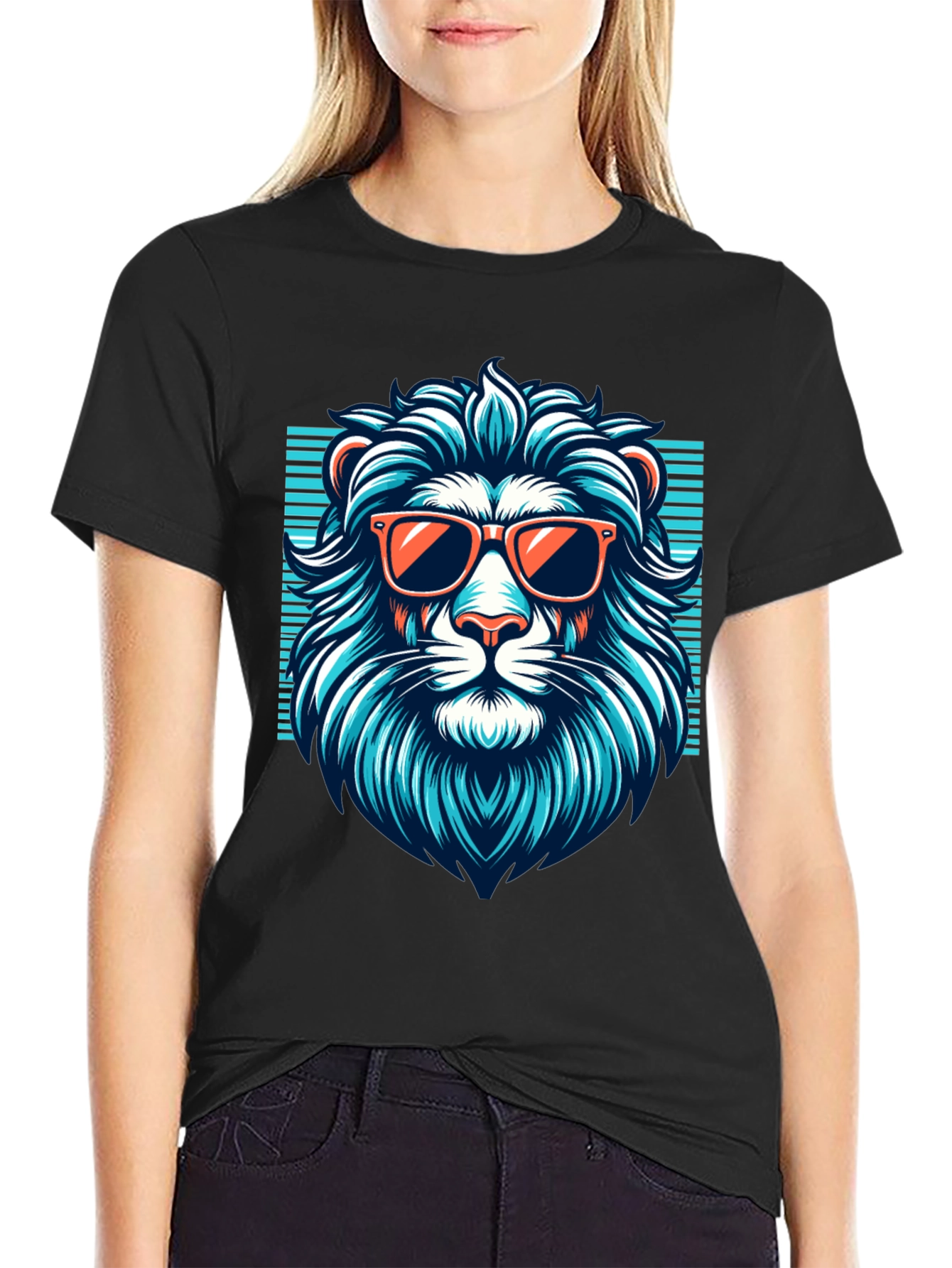 Black Cool Lion Graphic Tee - Black T-Shirt view 2
