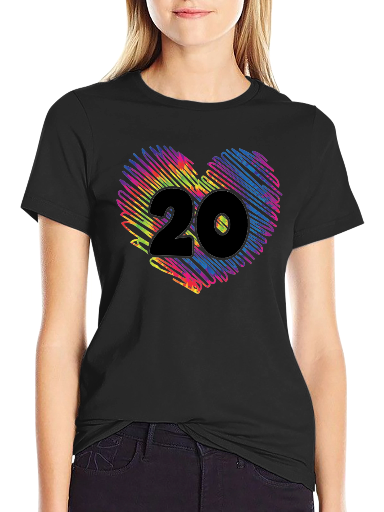 Black Vibrant Heart 20 Graphic Tee - Black view 2