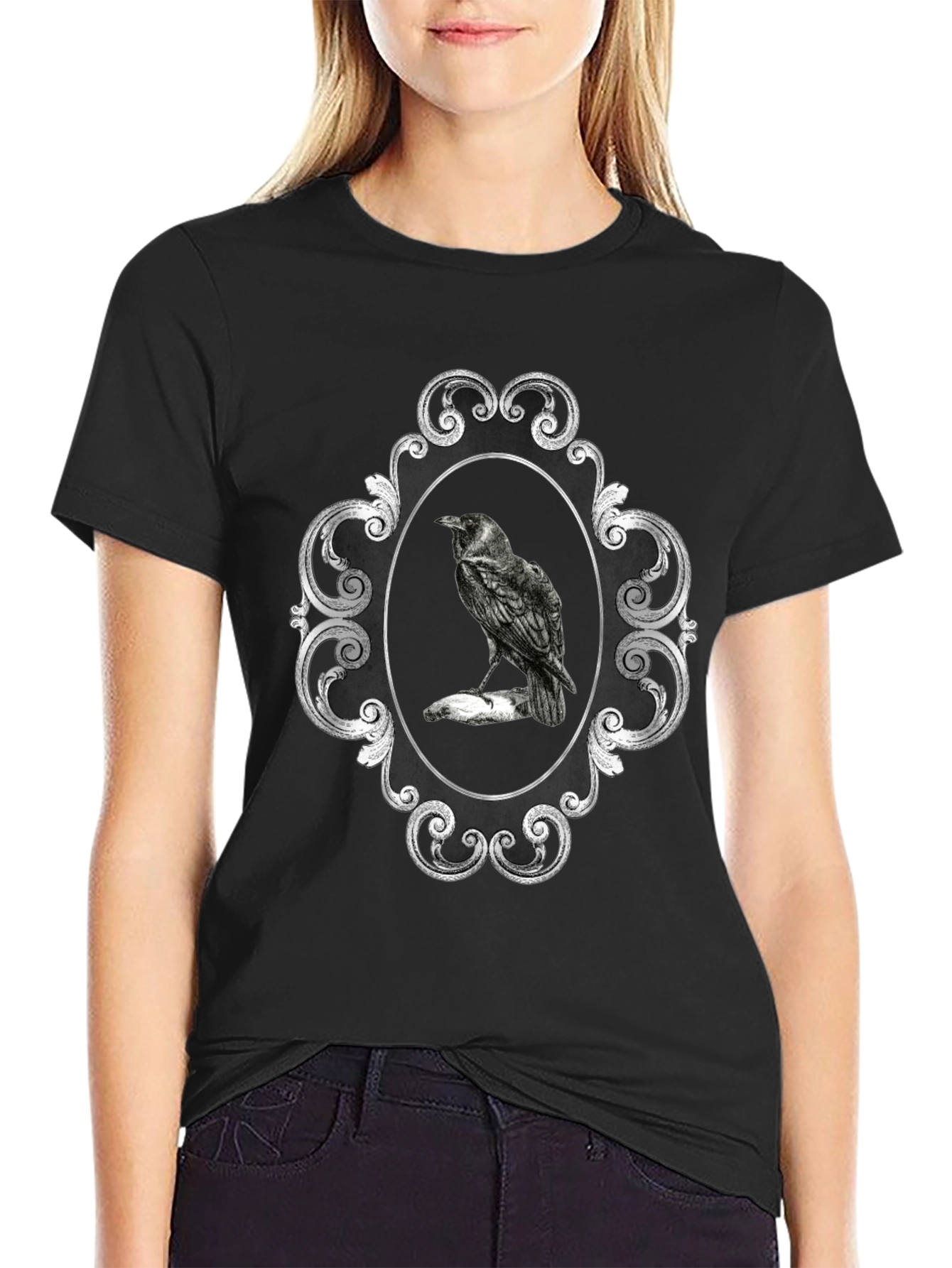 Black Raven Framed Black T-Shirt view 2
