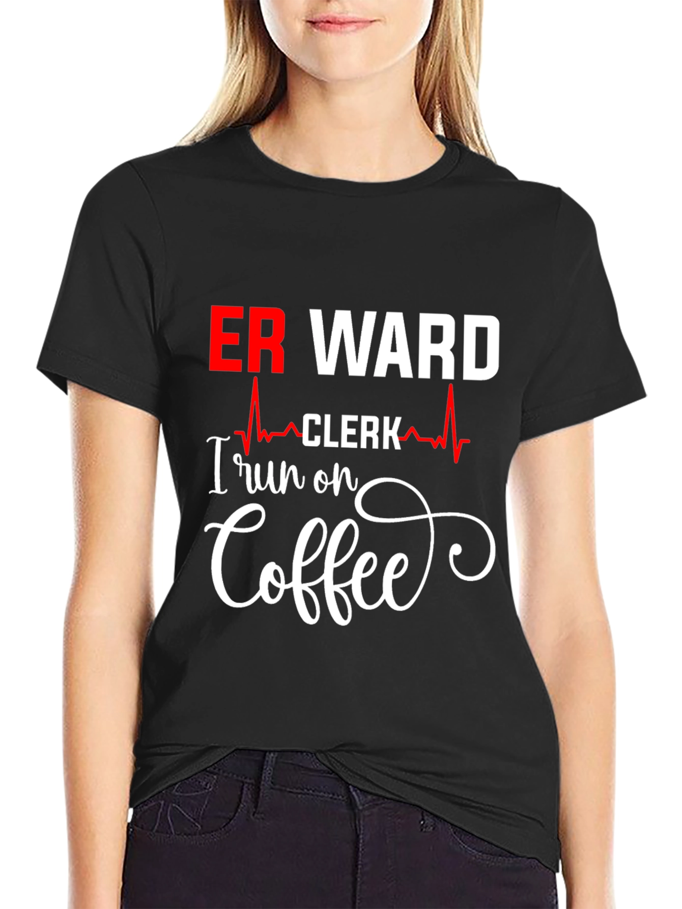 Black ER Ward Clerk Coffee T-Shirt view 2