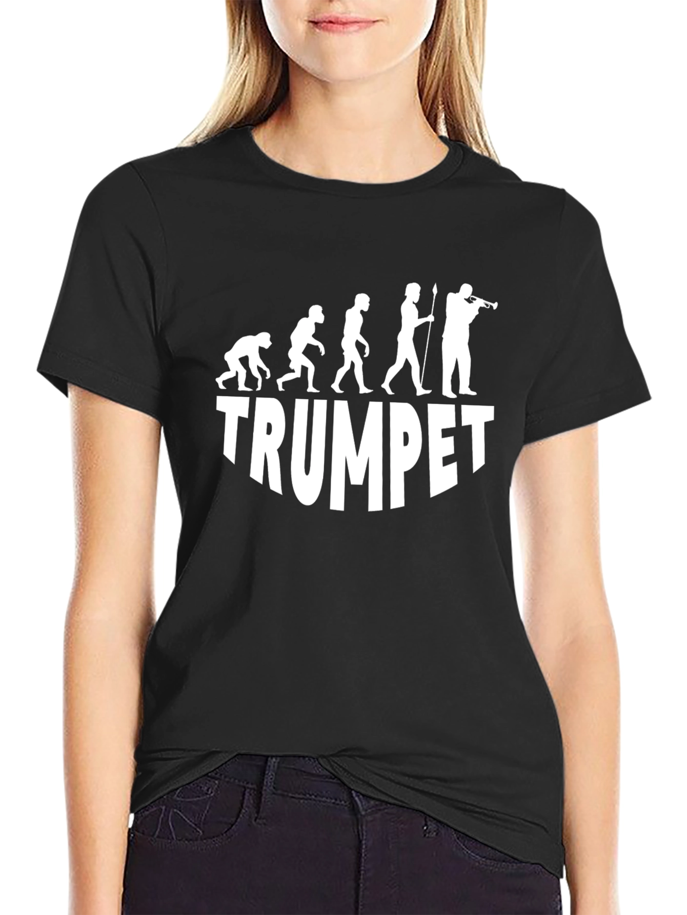 Black Trumpet Evolution T-Shirt - Musician Gift view 2