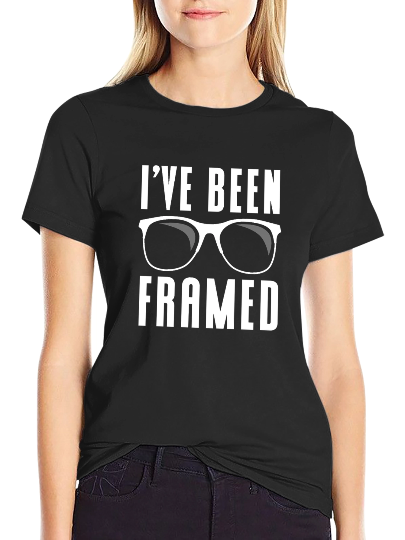 Black I've Been Framed T-Shirt - Funny Glasses Tee view 2