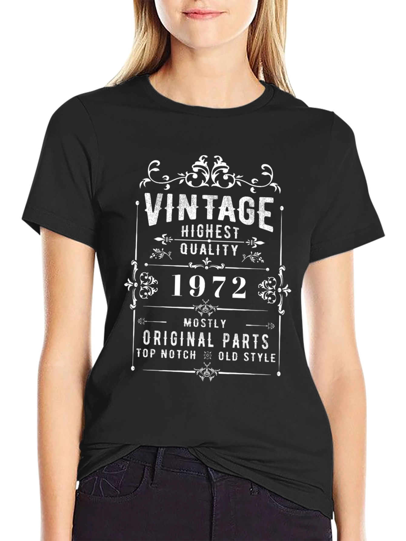 Black Vintage 1972 Birthday T-Shirt view 2