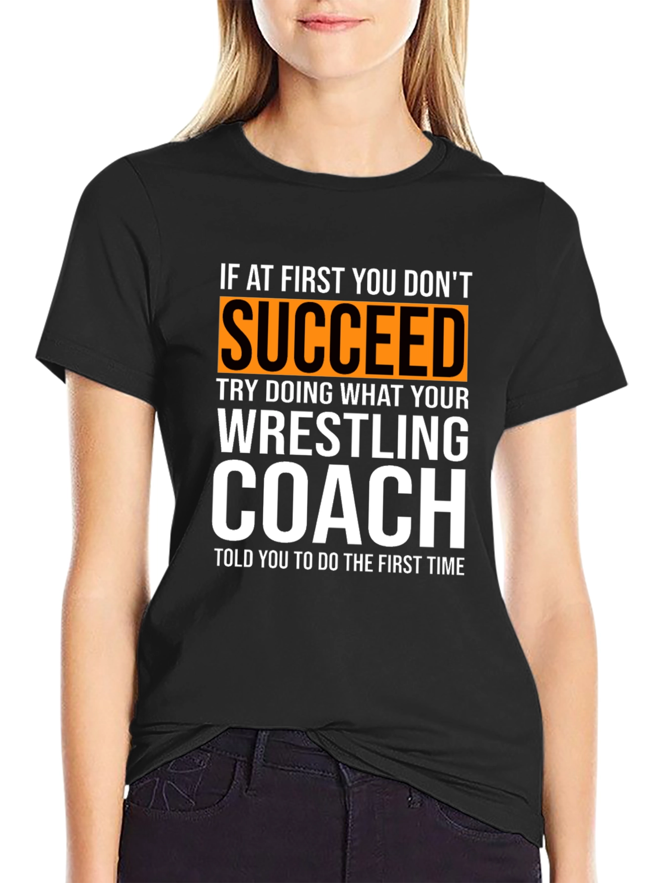Black Wrestling Coach Funny Slogan T-Shirt view 2