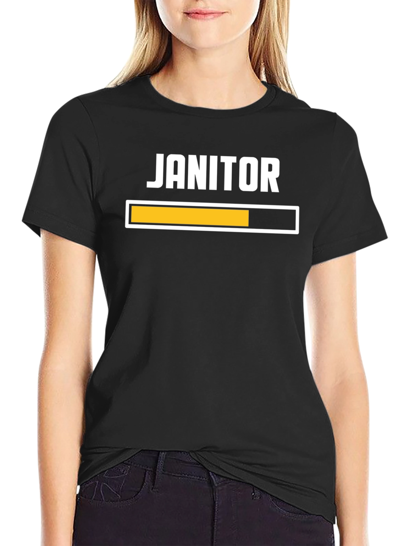 Black Janitor Loading T-Shirt - Funny Job Humor Tee view 2