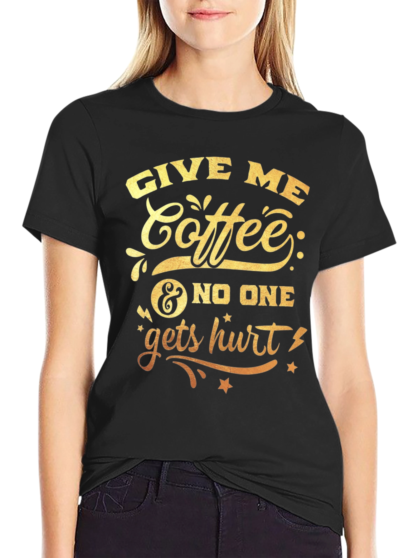 Black Give Me Coffee Graphic T-Shirt view 2
