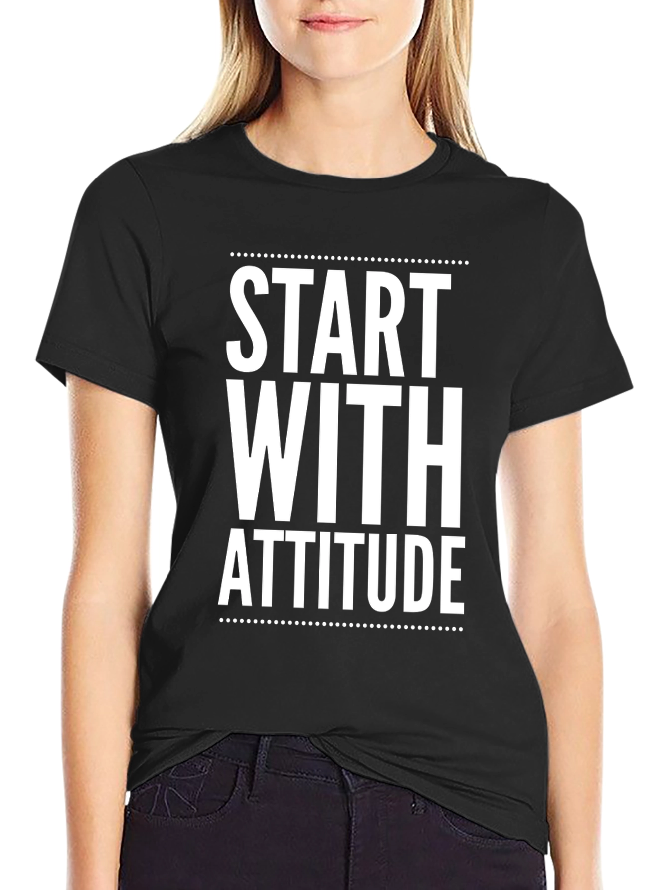 Black Start With Attitude Graphic Tee - Black view 2