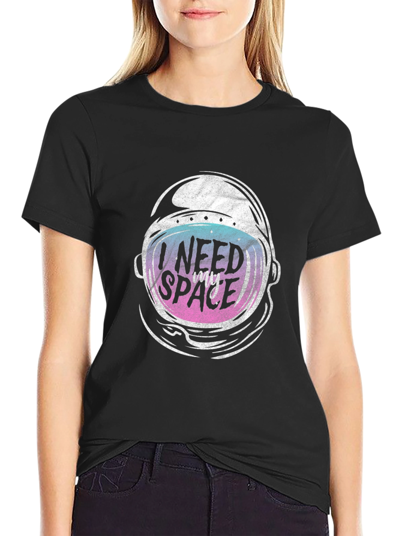 Black I Need My Space Black T-Shirt view 2