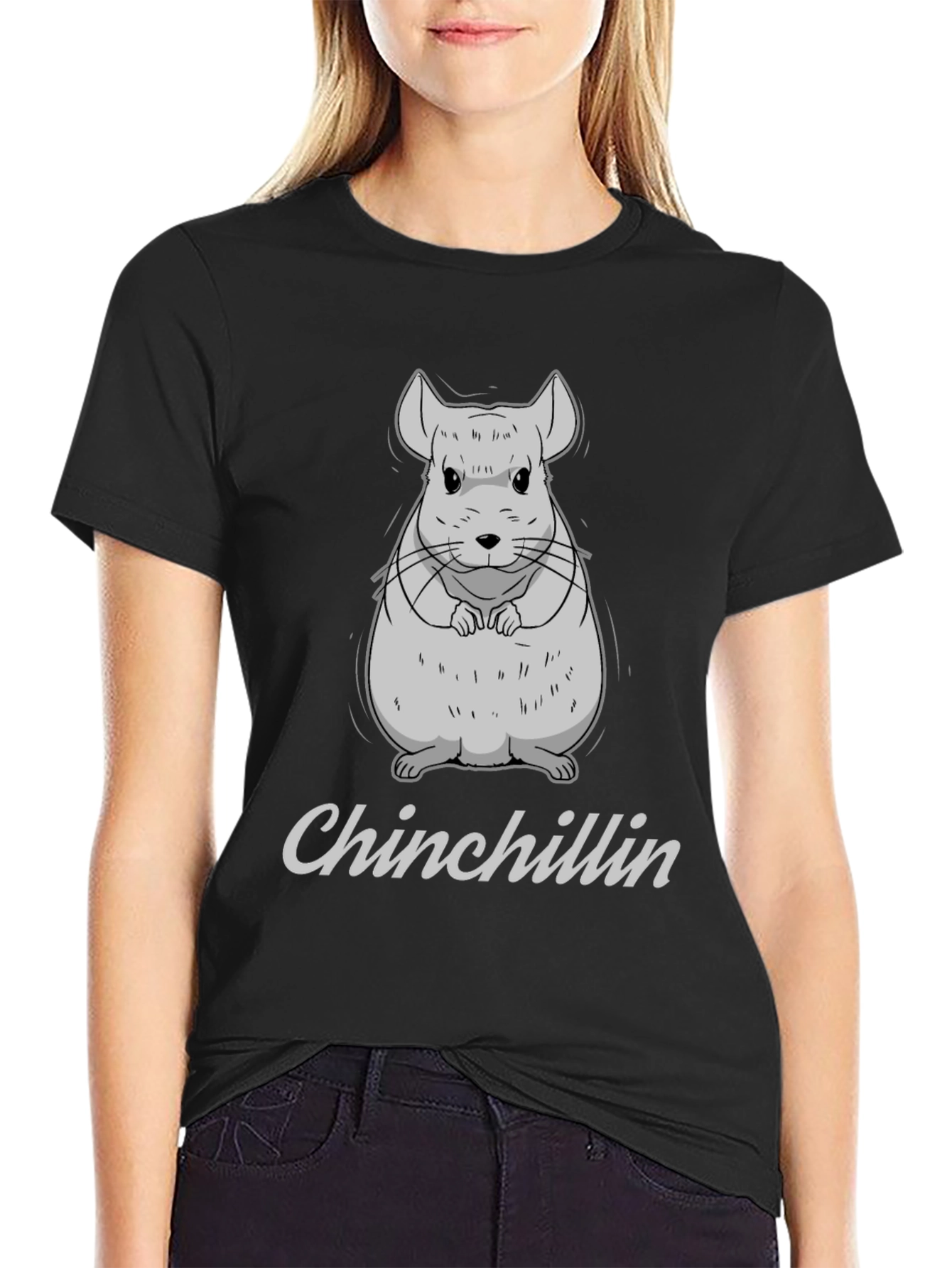 Black Chinchillin' Black Cotton T-Shirt view 2