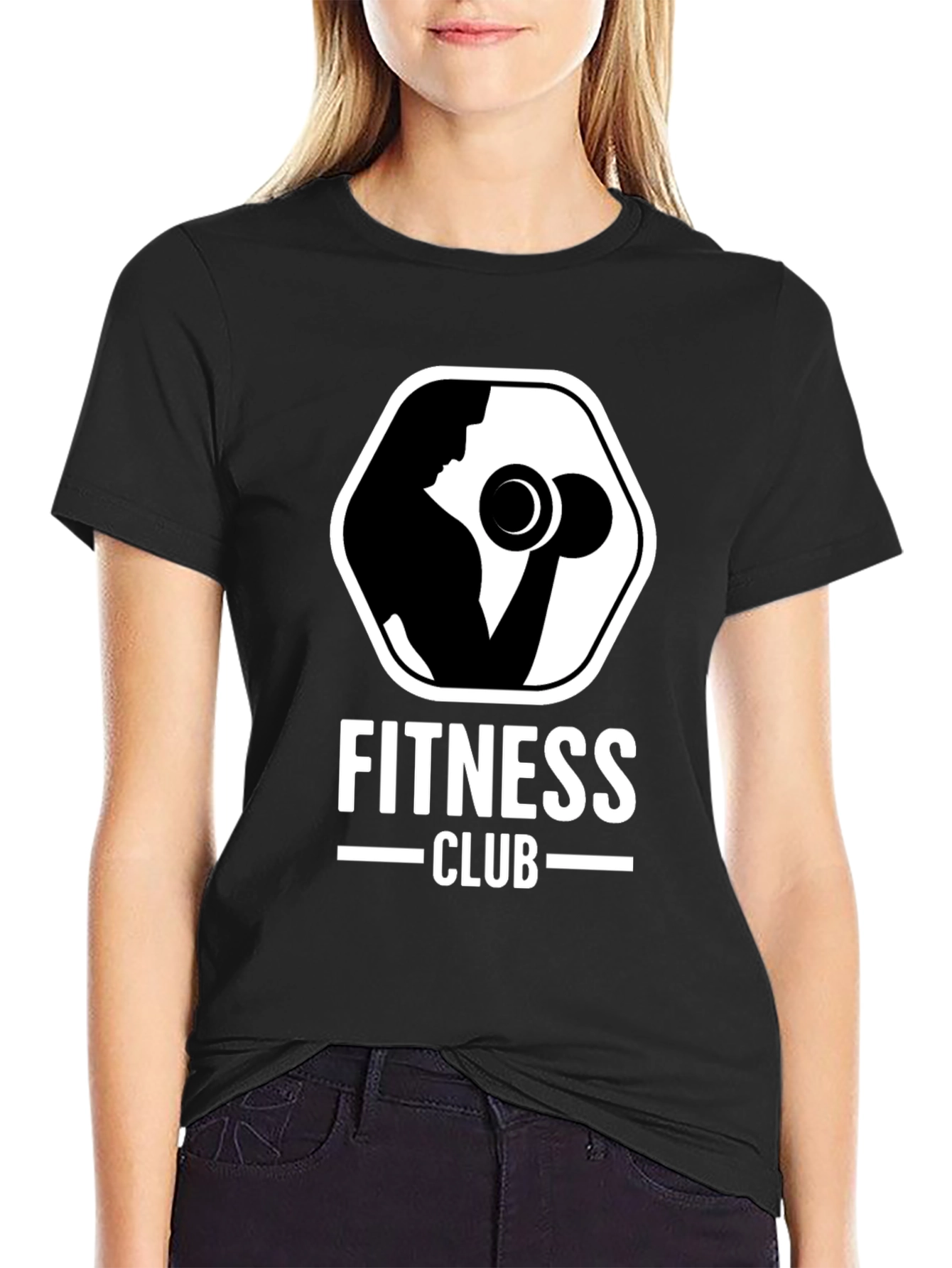 Black Fitness Club Black T-Shirt view 2