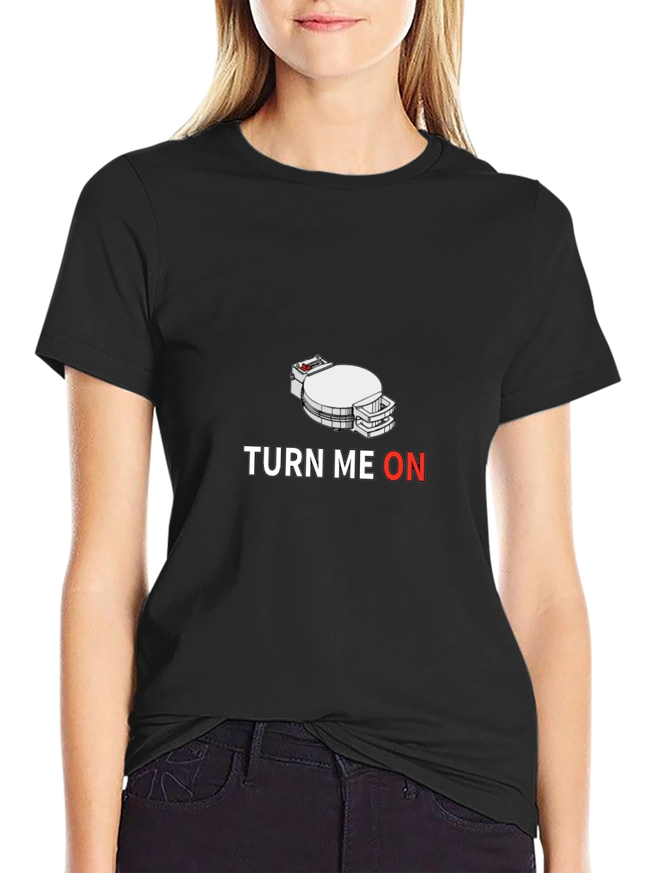 Black Turn Me On T-Shirt - Funny Science Reactor Design view 2