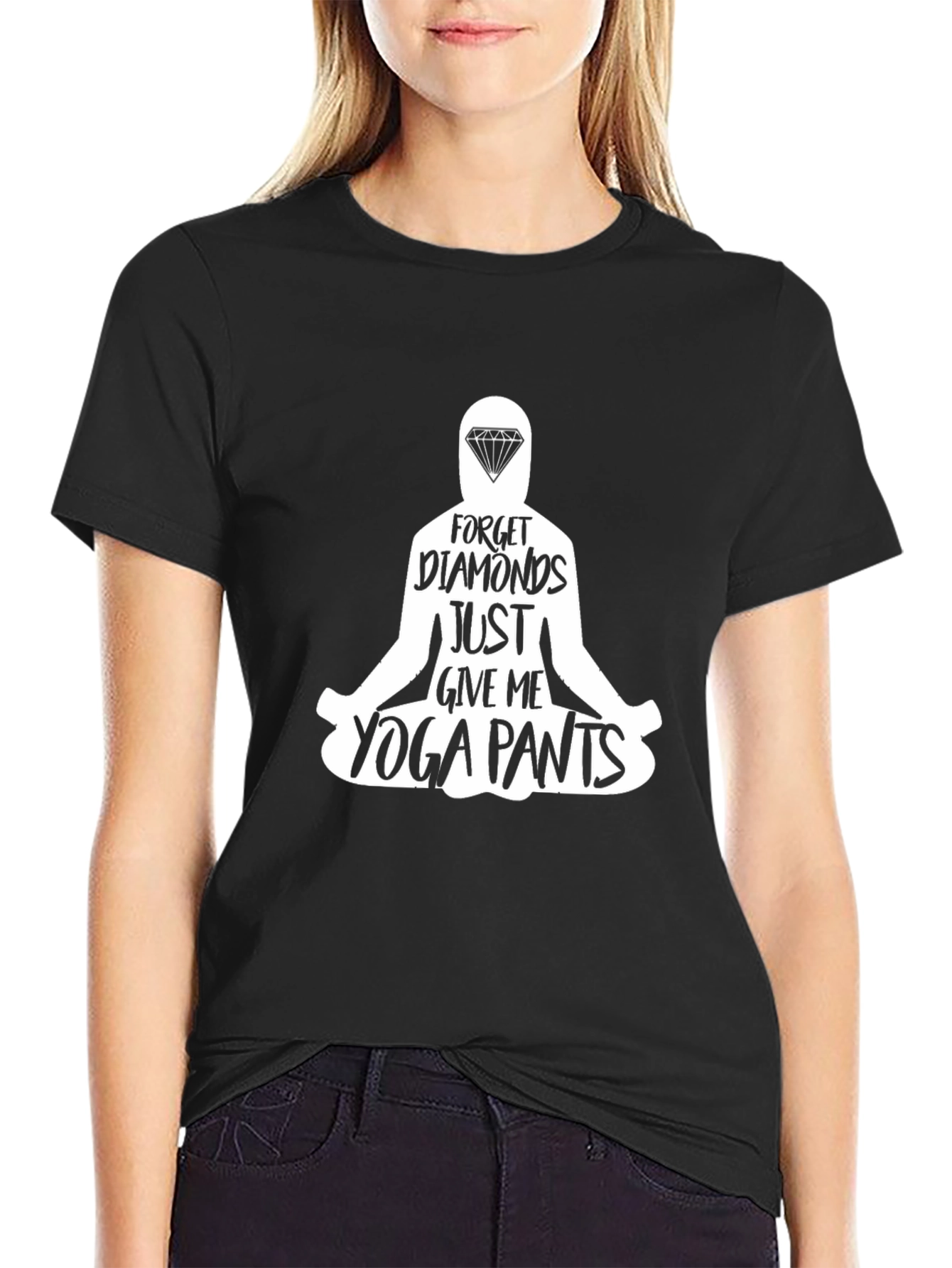 Black Yoga Pants Diamond T-Shirt - Funny Graphic Tee for Yogis view 2
