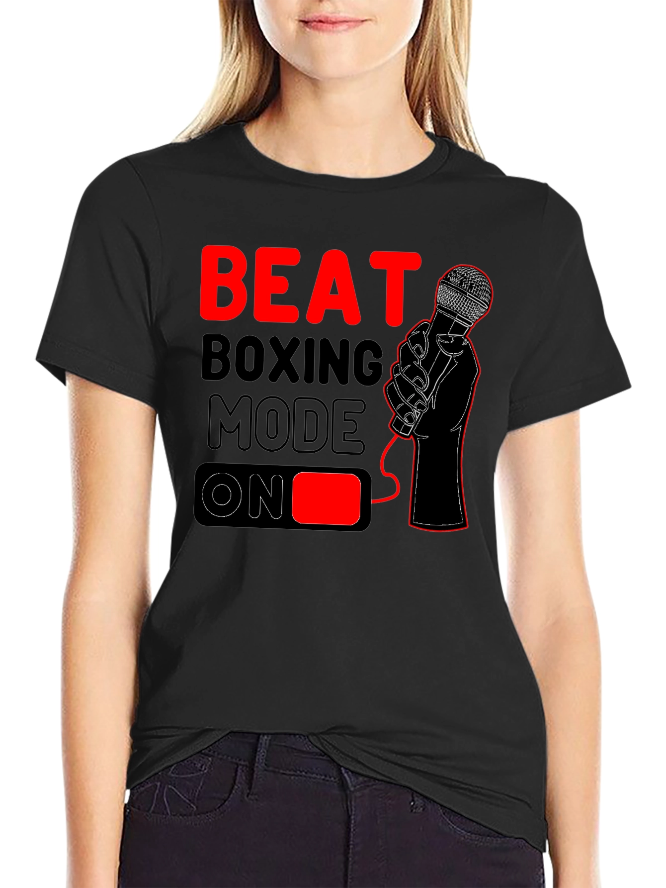 Black Beat Boxing Mode On T-Shirt - Black view 2