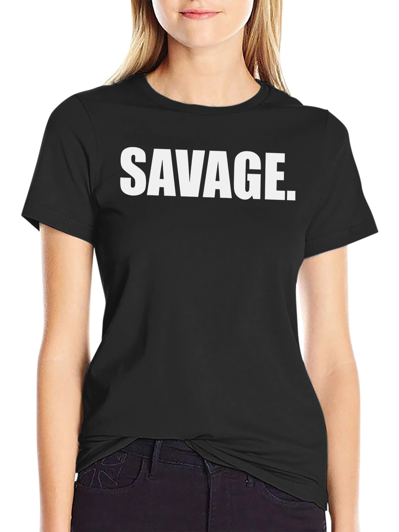 Black Savage Graphic Print Black T-Shirt view 2