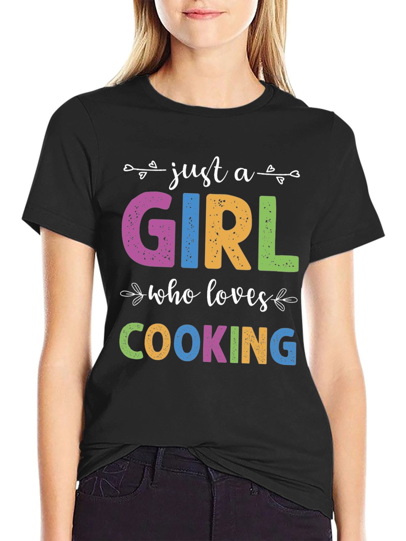 Black Just A Girl Who Loves Cooking T-Shirt view 2