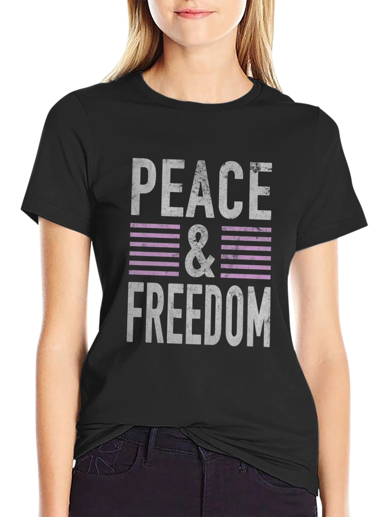 Black Peace & Freedom Graphic T-Shirt - Relaxed Fit view 2