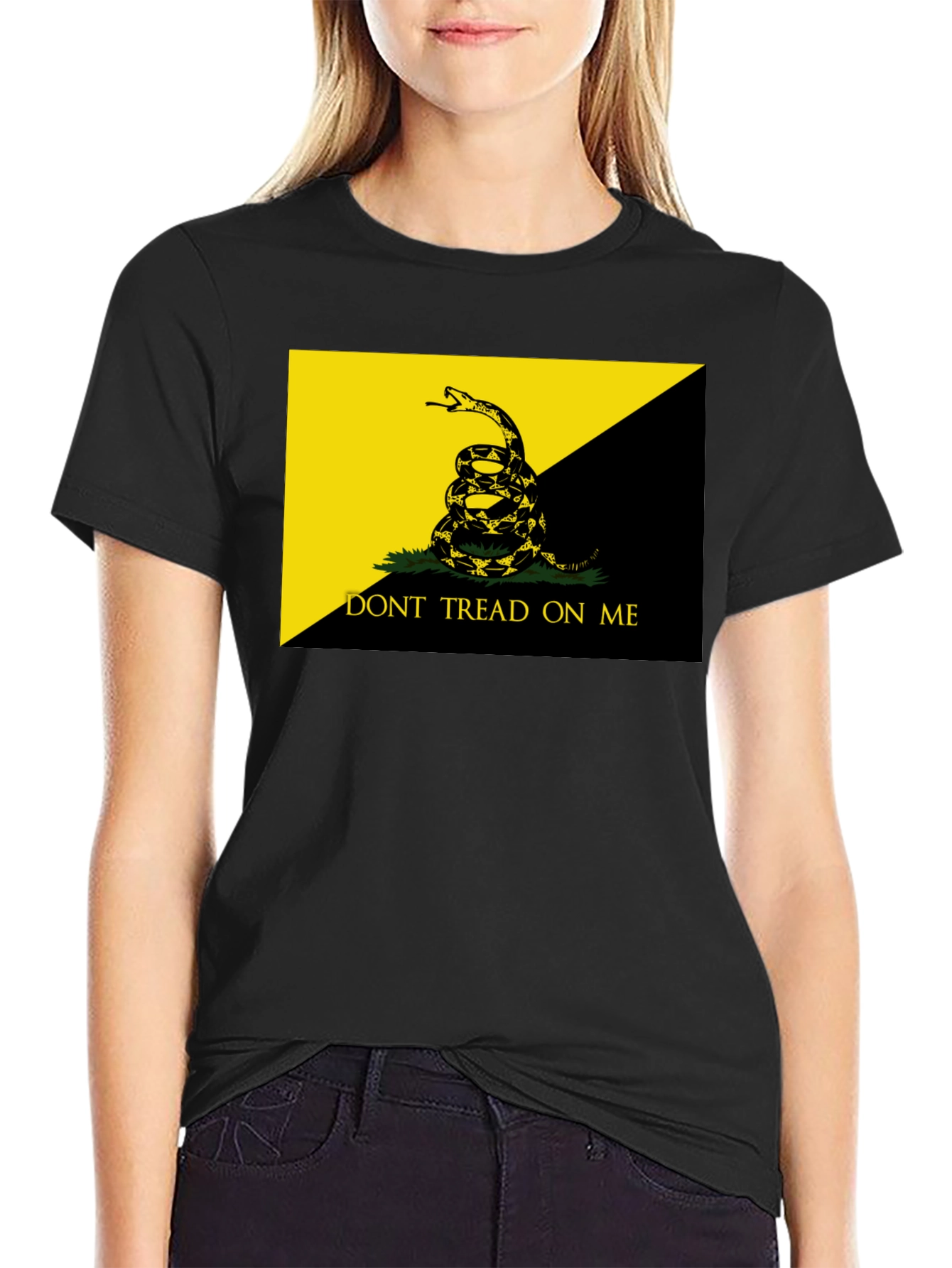 Black Don't Tread On Me Black T-Shirt view 2