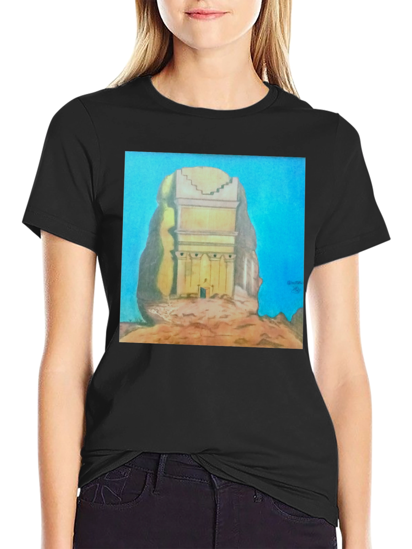 Black Monumental Artwork Tee - Unique Graphic T-Shirt view 2
