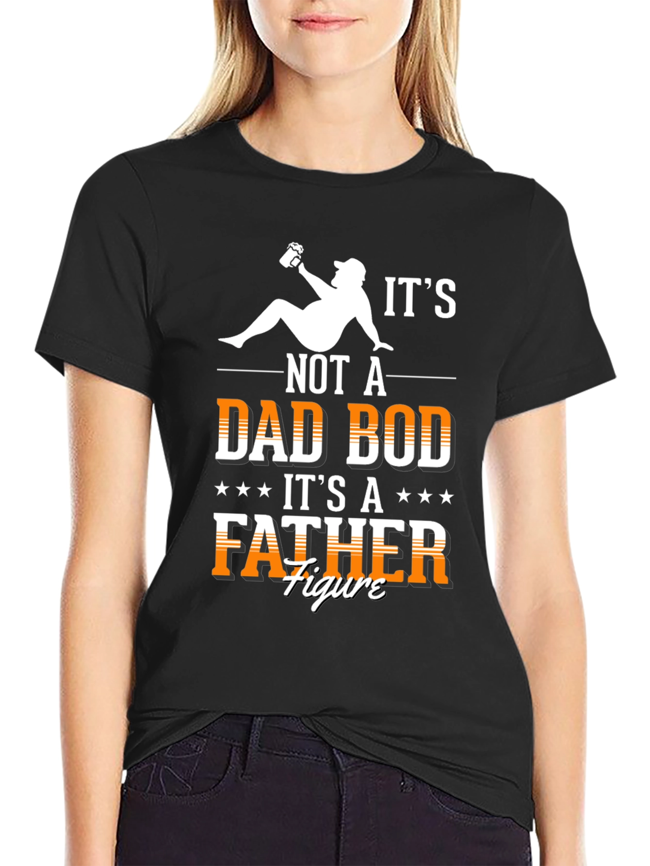 Black Dad Bod Father Figure T-Shirt - Funny Dad Tee view 2