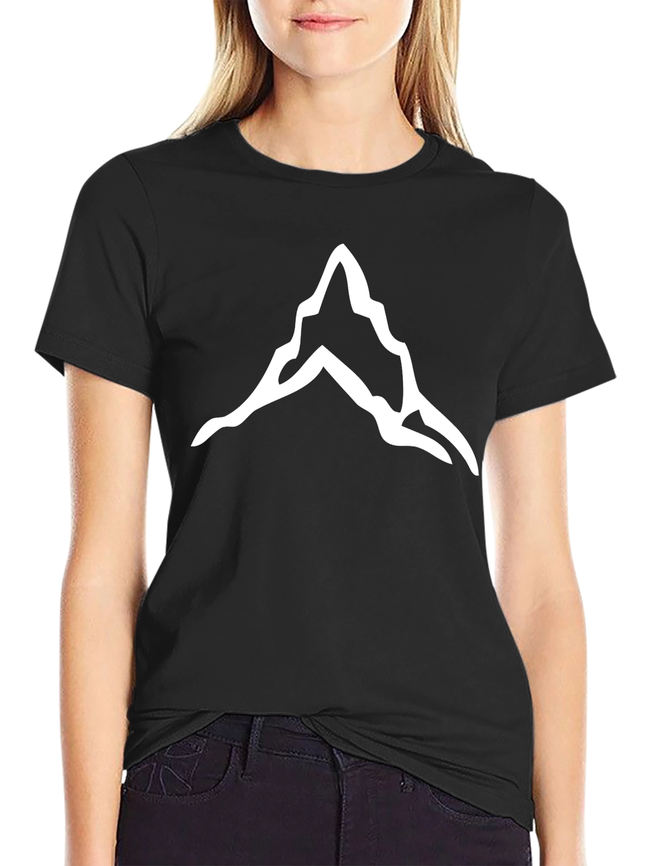 Black Mountain Peak Graphic Tee - Black Cotton T-Shirt view 2