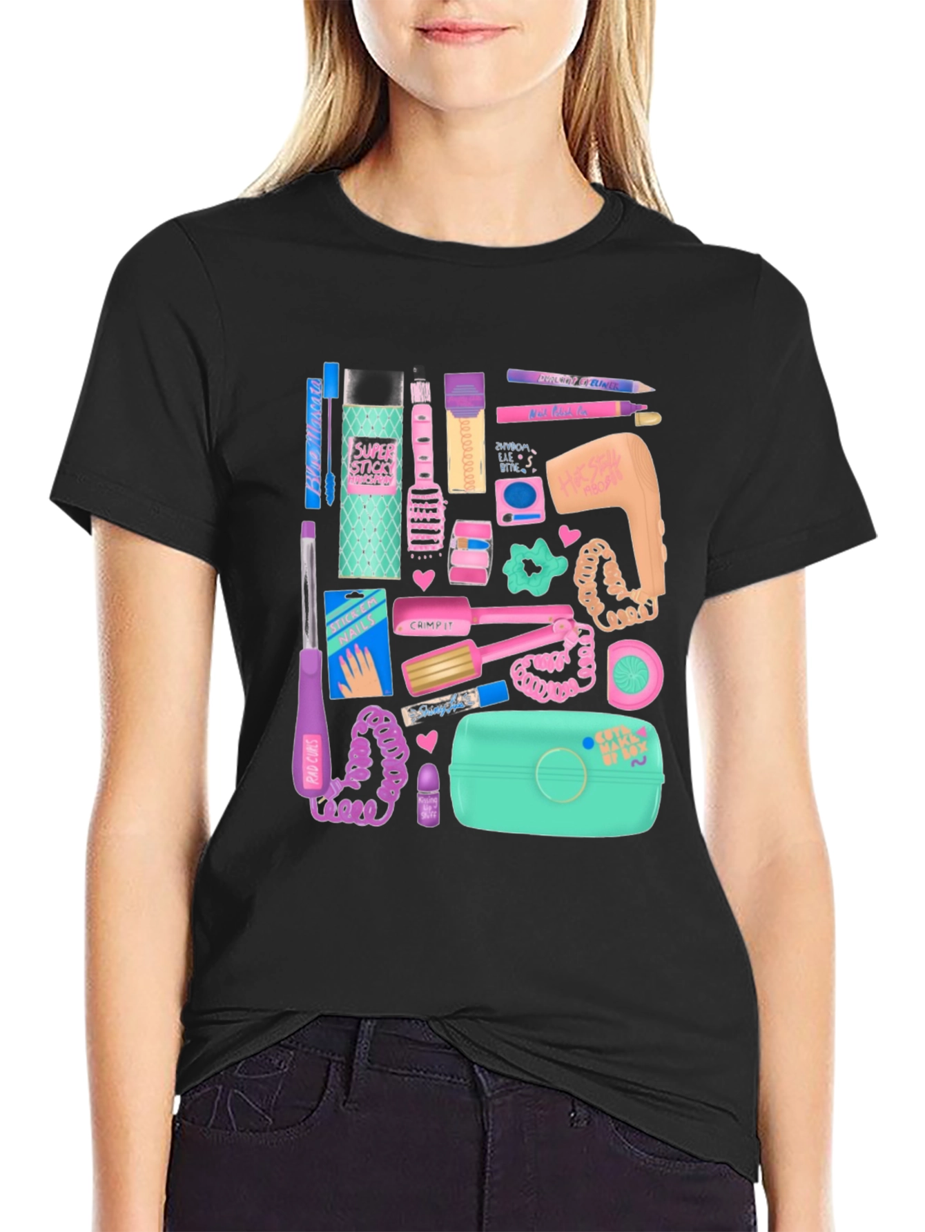 Black Retro 90s Girl Glam T-Shirt view 2