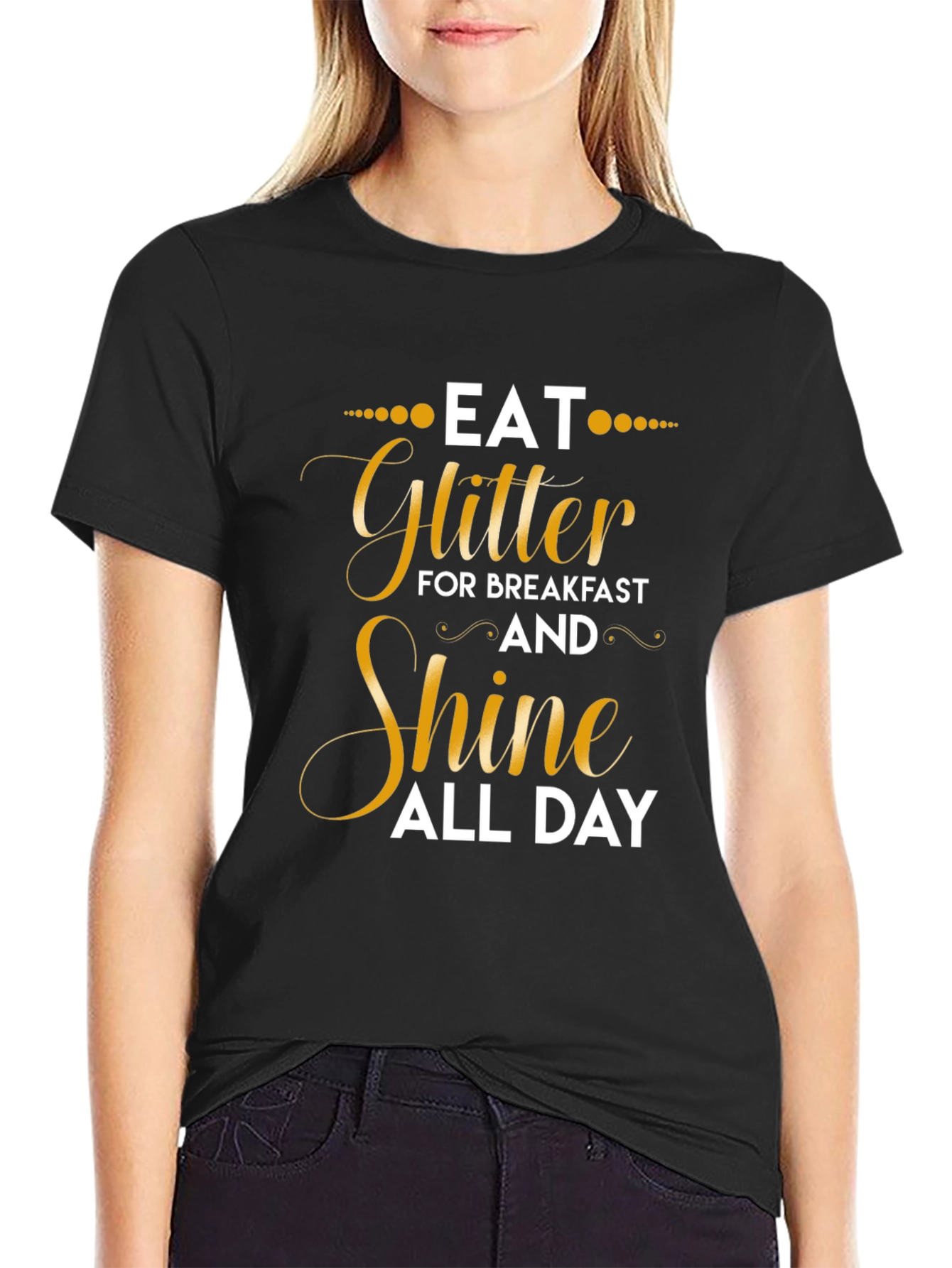 Black Eat Glitter Shine All Day Graphic T-Shirt view 2