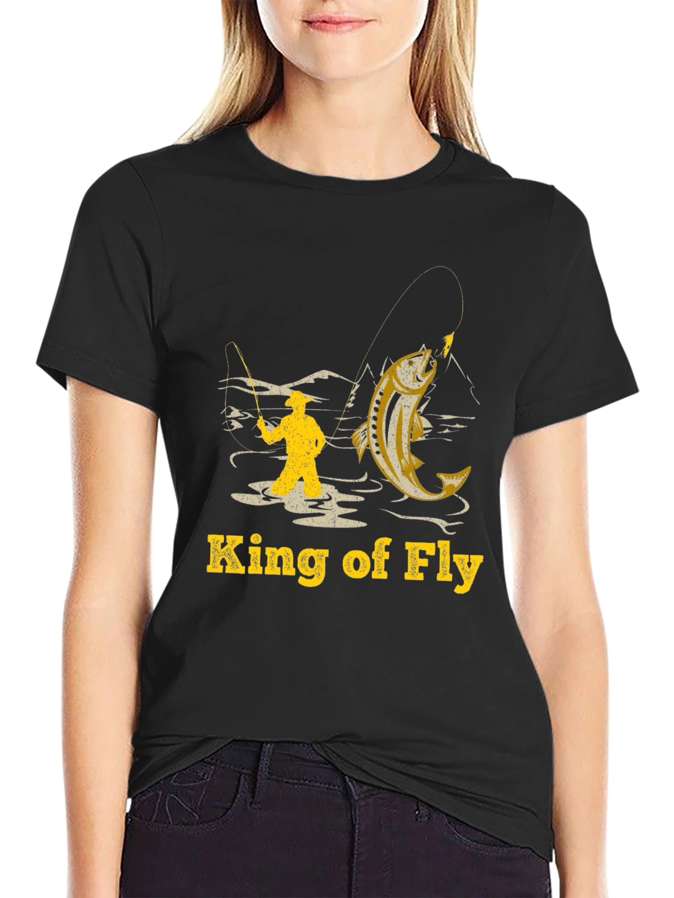 Black King of Fly Fishing T-Shirt - Fisherman Angler Tee view 2