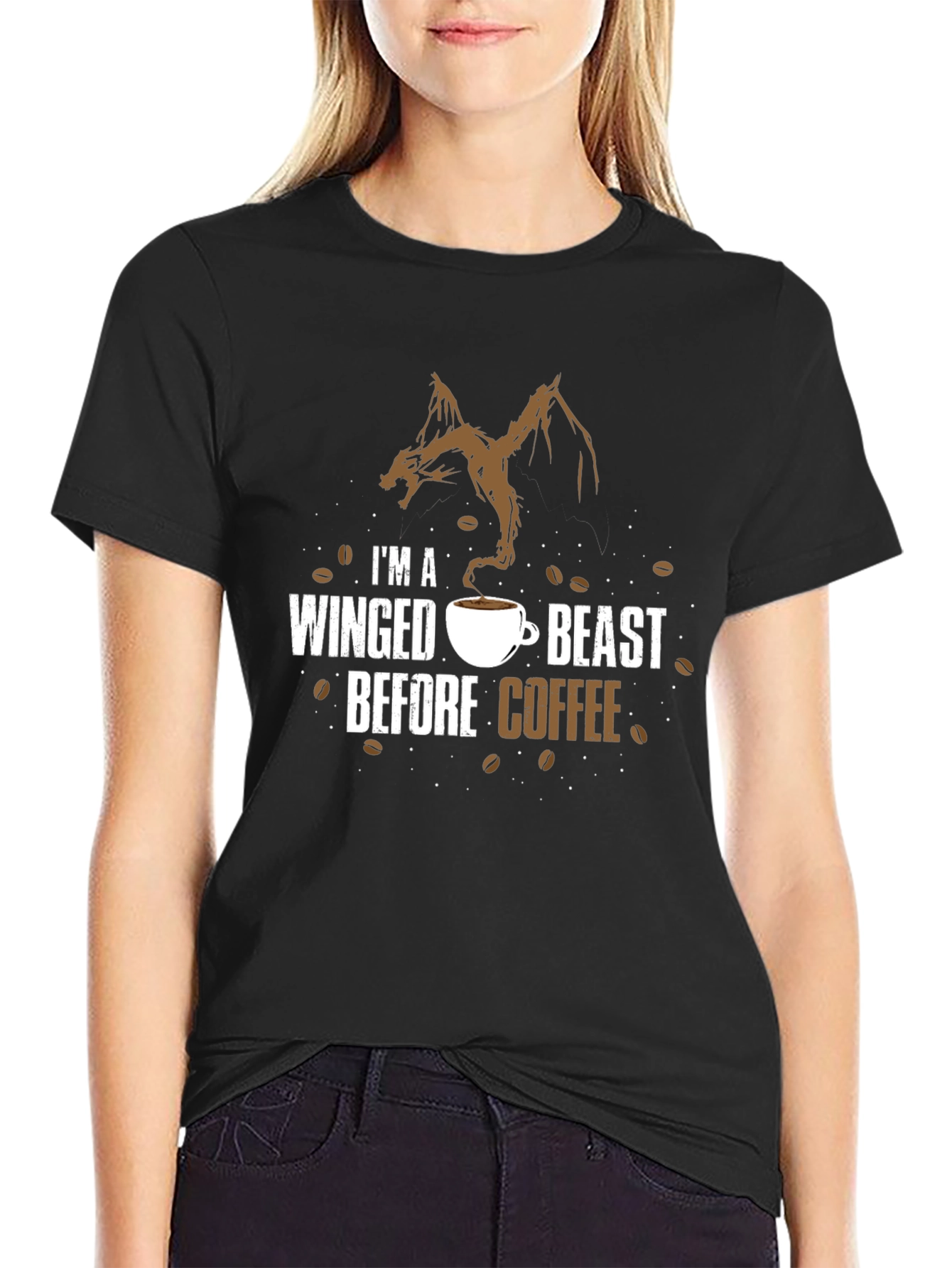 Black Winged Beast Coffee T-Shirt - Novelty Graphic Tee view 2