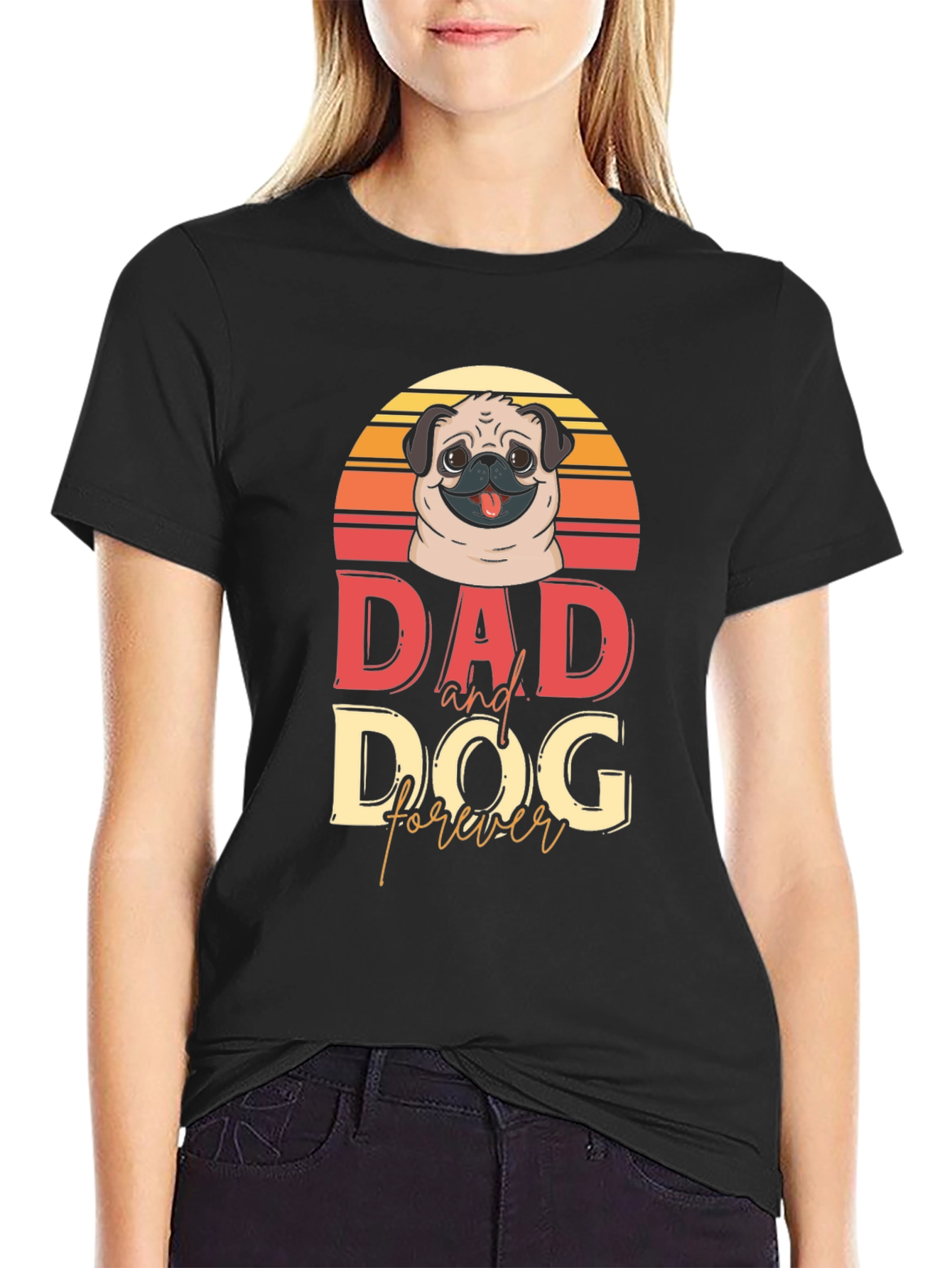 Black Dad and Dog Forever T-Shirt view 2
